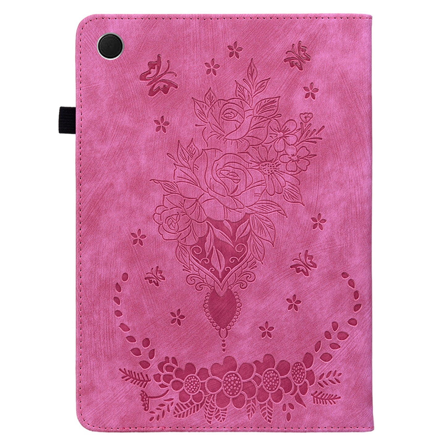 For Samsung Galaxy Tab A9 PU Leather Cover Butterfly Rose Imprint Card Holder Tablet Case