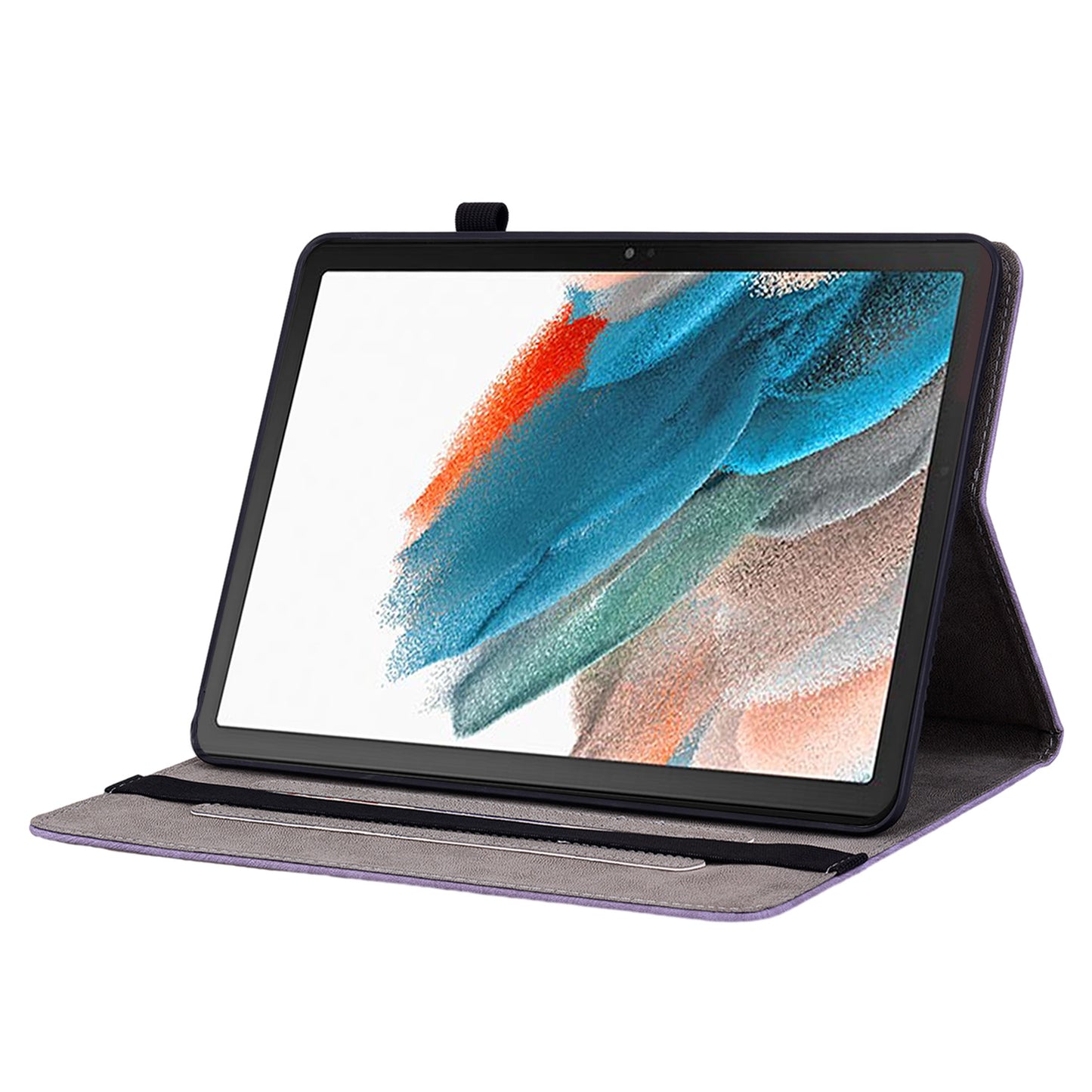 For Samsung Galaxy Tab A9 PU Leather Cover Butterfly Rose Imprint Card Holder Tablet Case