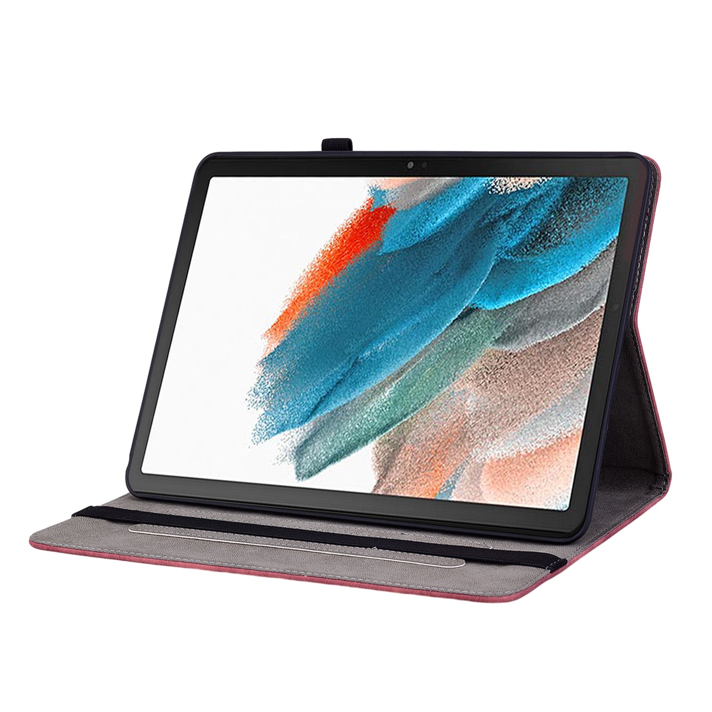 For Samsung Galaxy Tab A9 PU Leather Cover Butterfly Rose Imprint Card Holder Tablet Case