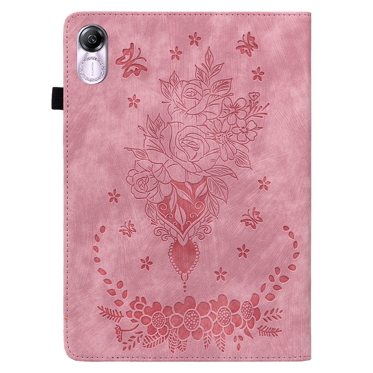 For Honor Pad X8 Pro / Pad X9 Cover Butterfly Rose Imprint PU Leather Tablet Case
