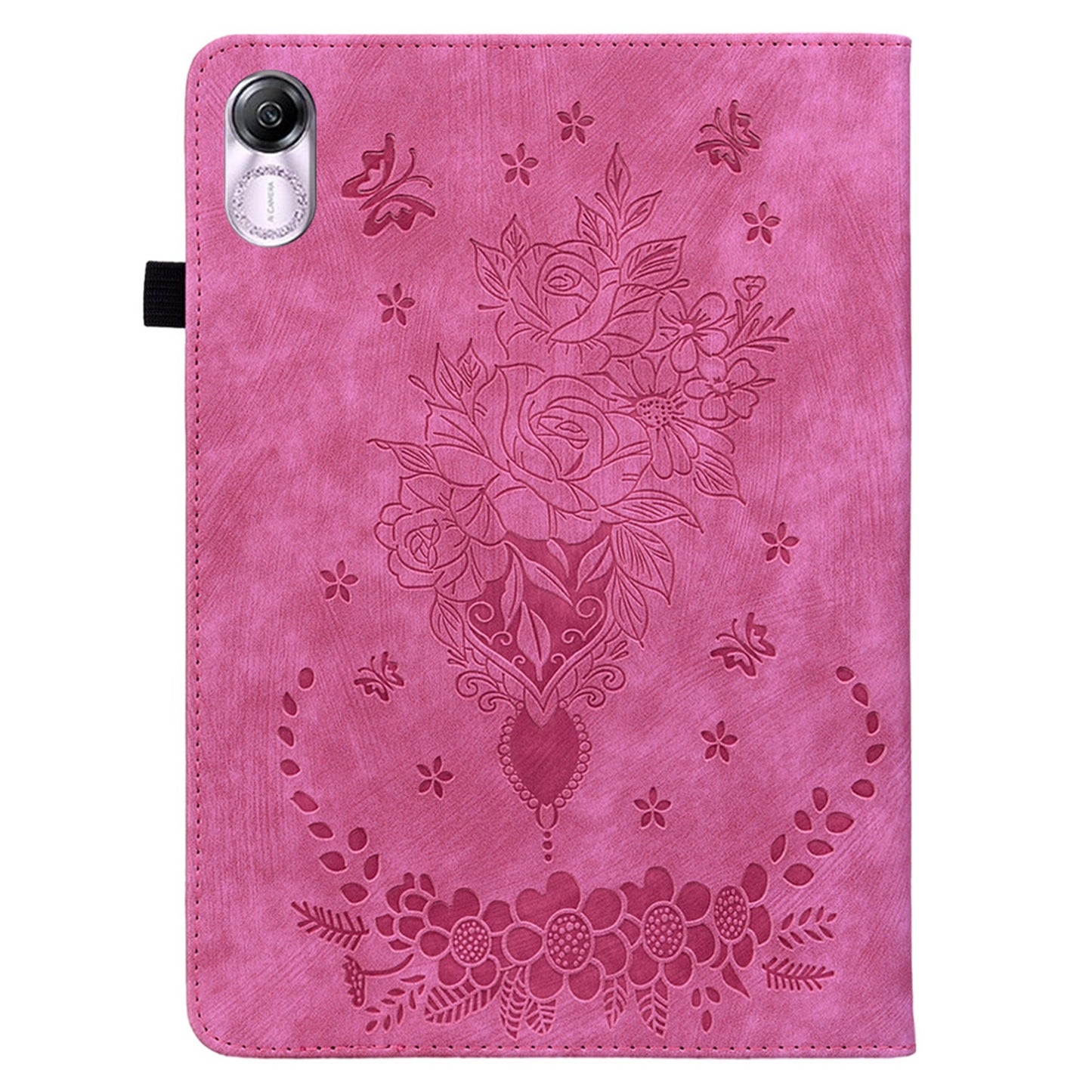 For Honor Pad X8 Pro / Pad X9 Cover Butterfly Rose Imprint PU Leather Tablet Case