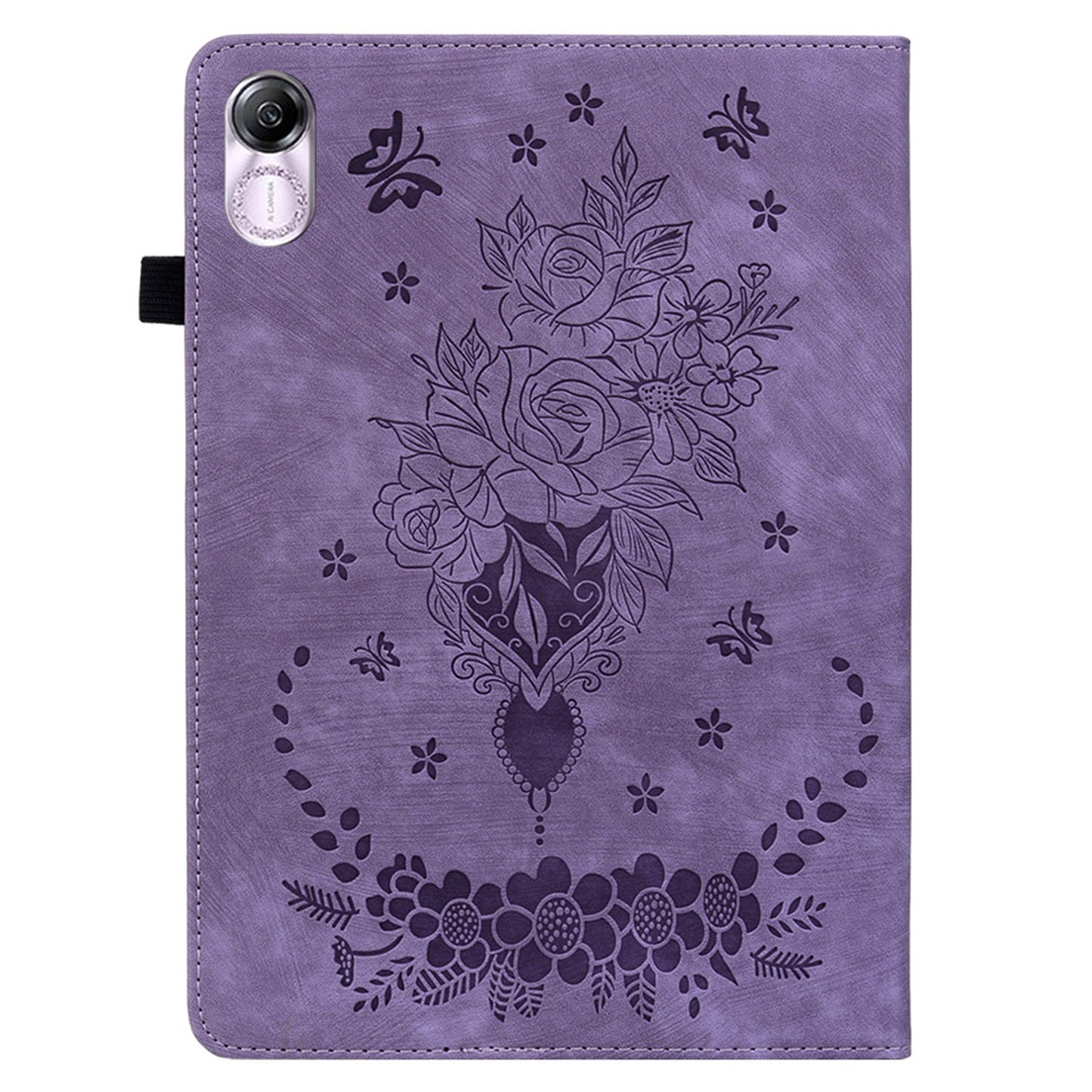 For Honor Pad X8 Pro / Pad X9 Cover Butterfly Rose Imprint PU Leather Tablet Case