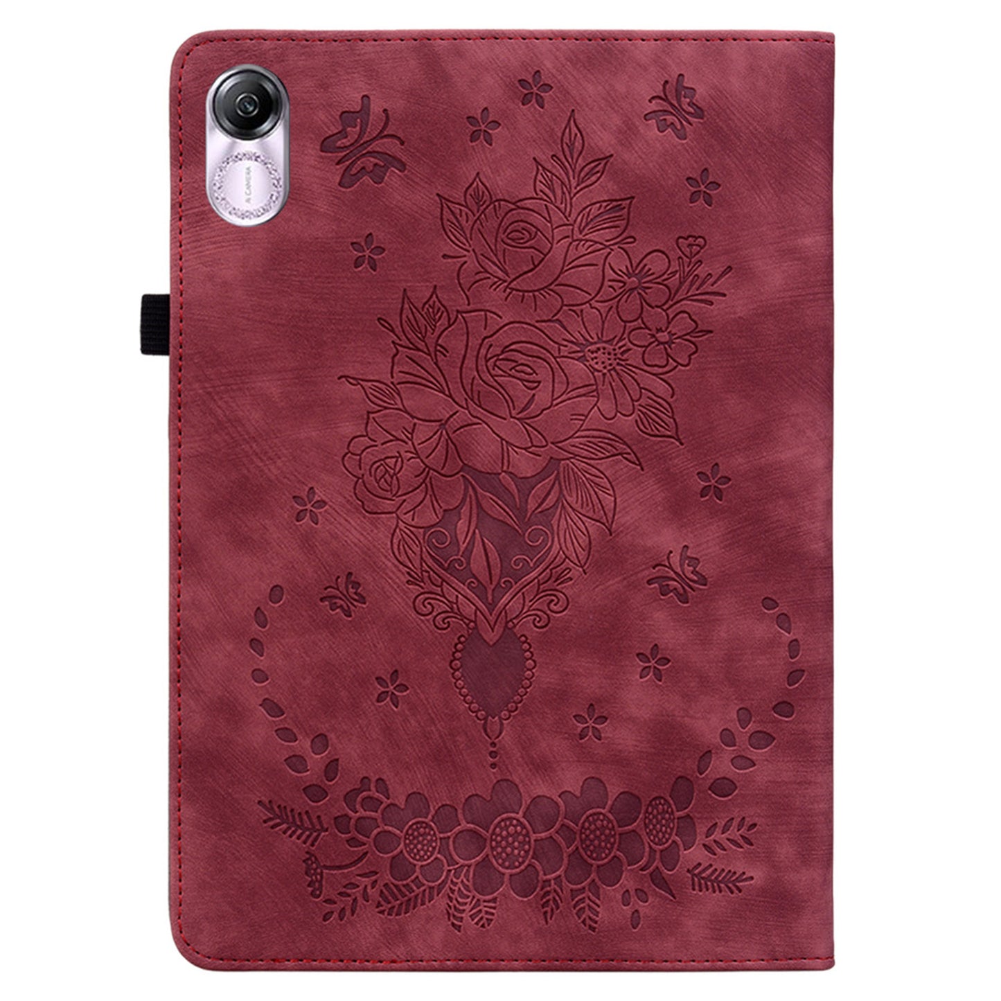 For Honor Pad X8 Pro / Pad X9 Cover Butterfly Rose Imprint PU Leather Tablet Case