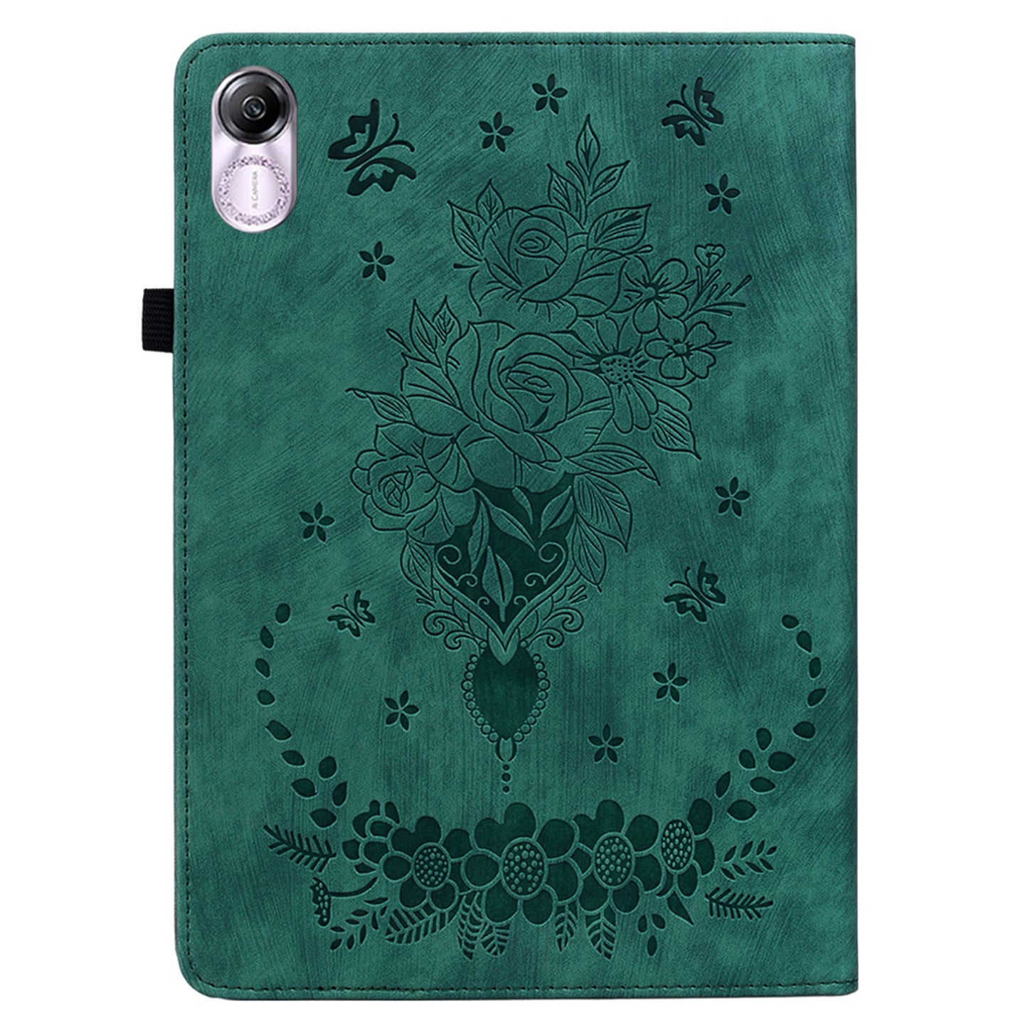 For Honor Pad X8 Pro / Pad X9 Cover Butterfly Rose Imprint PU Leather Tablet Case