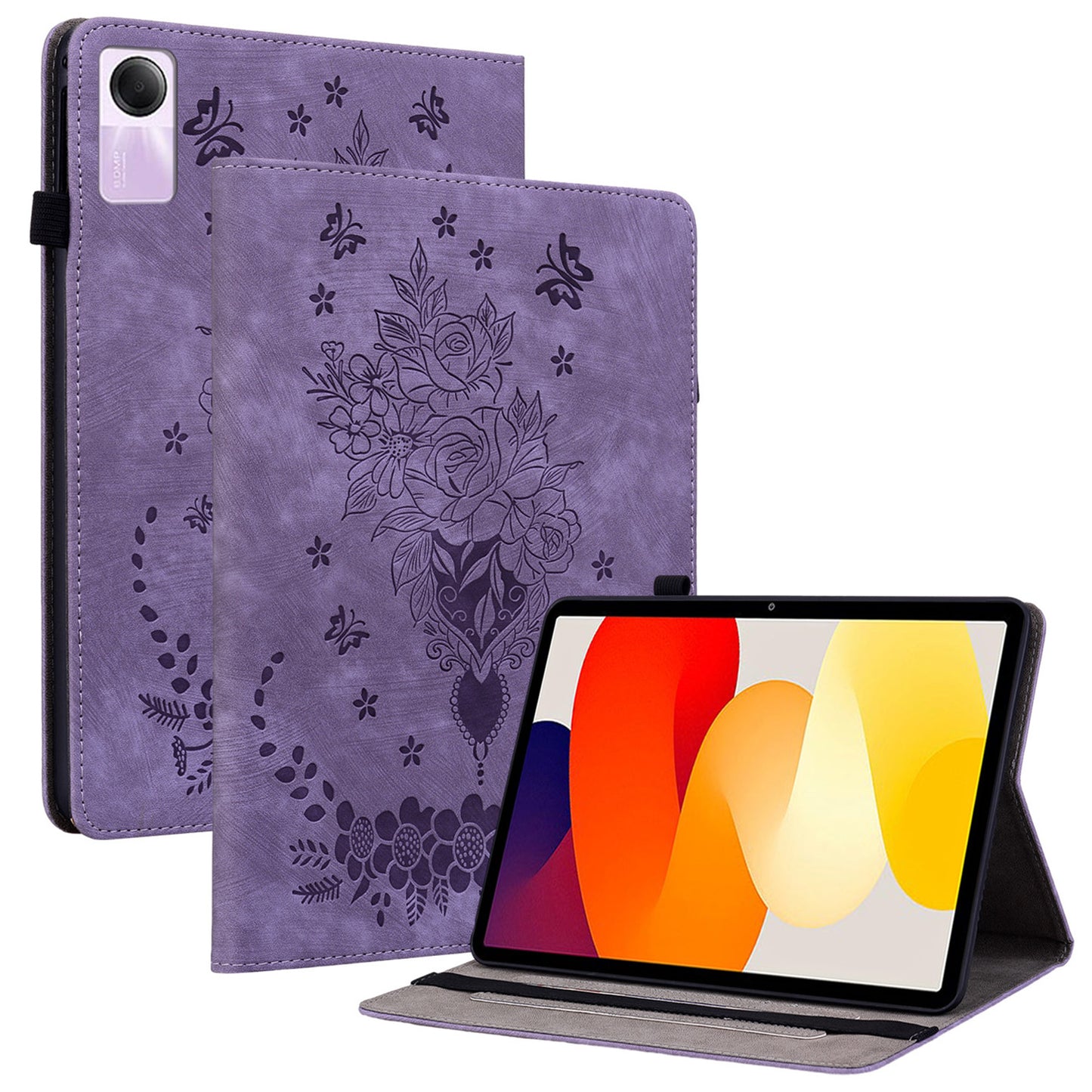 For Xiaomi Redmi Pad SE Case PU Leather Imprinted Card Holder Tablet Cover