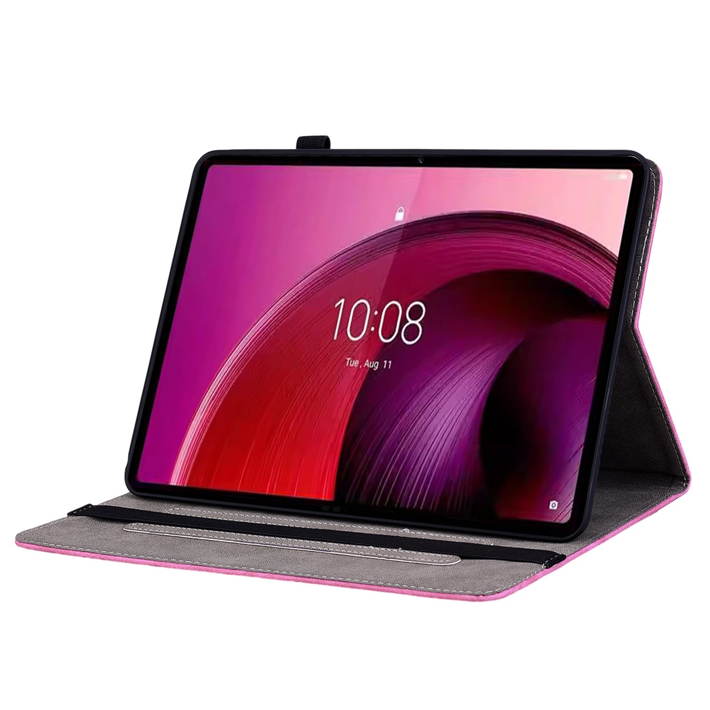 For Lenovo Tab M10 5G Leather Cover Butterfly Rose Imprinted Tablet Stand Case