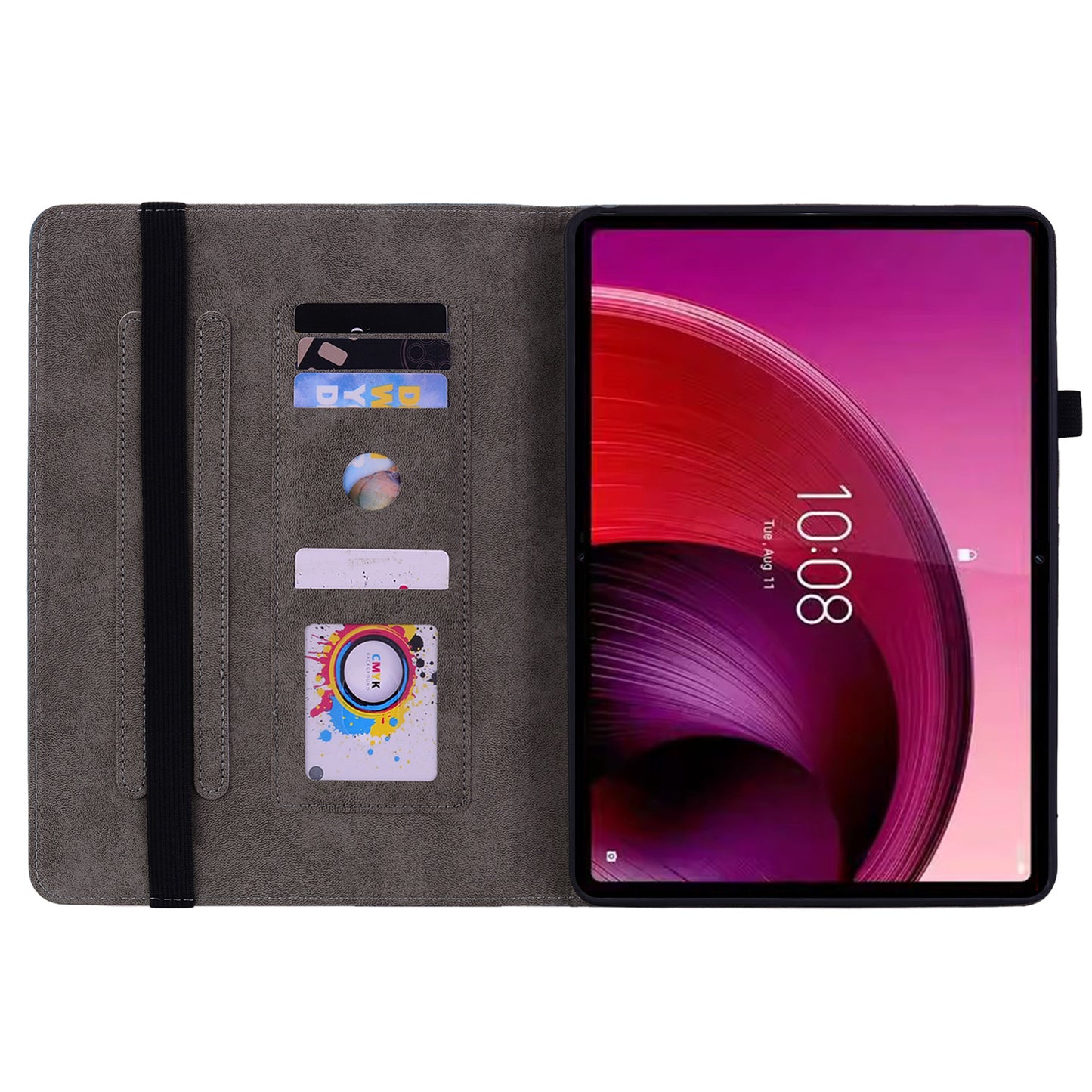 For Lenovo Tab M10 5G Leather Cover Butterfly Rose Imprinted Tablet Stand Case