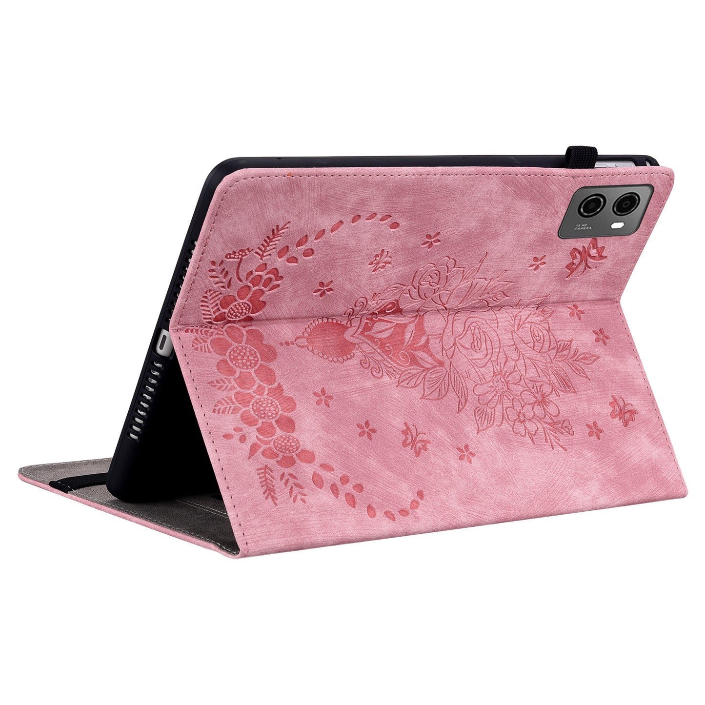For Lenovo Legion Y700 (2023) Leather Case Butterfly Rose Imprint Card Slots Tablet Cover