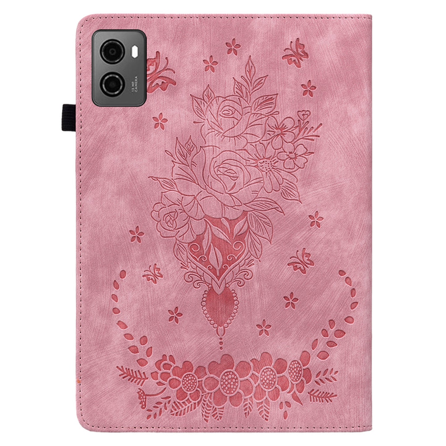 For Lenovo Legion Y700 (2023) Leather Case Butterfly Rose Imprint Card Slots Tablet Cover