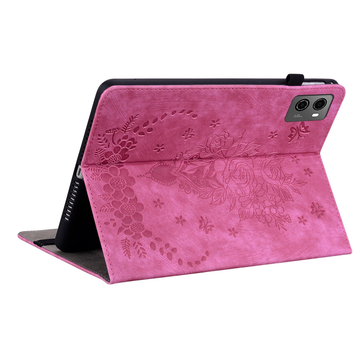 For Lenovo Legion Y700 (2023) Leather Case Butterfly Rose Imprint Card Slots Tablet Cover