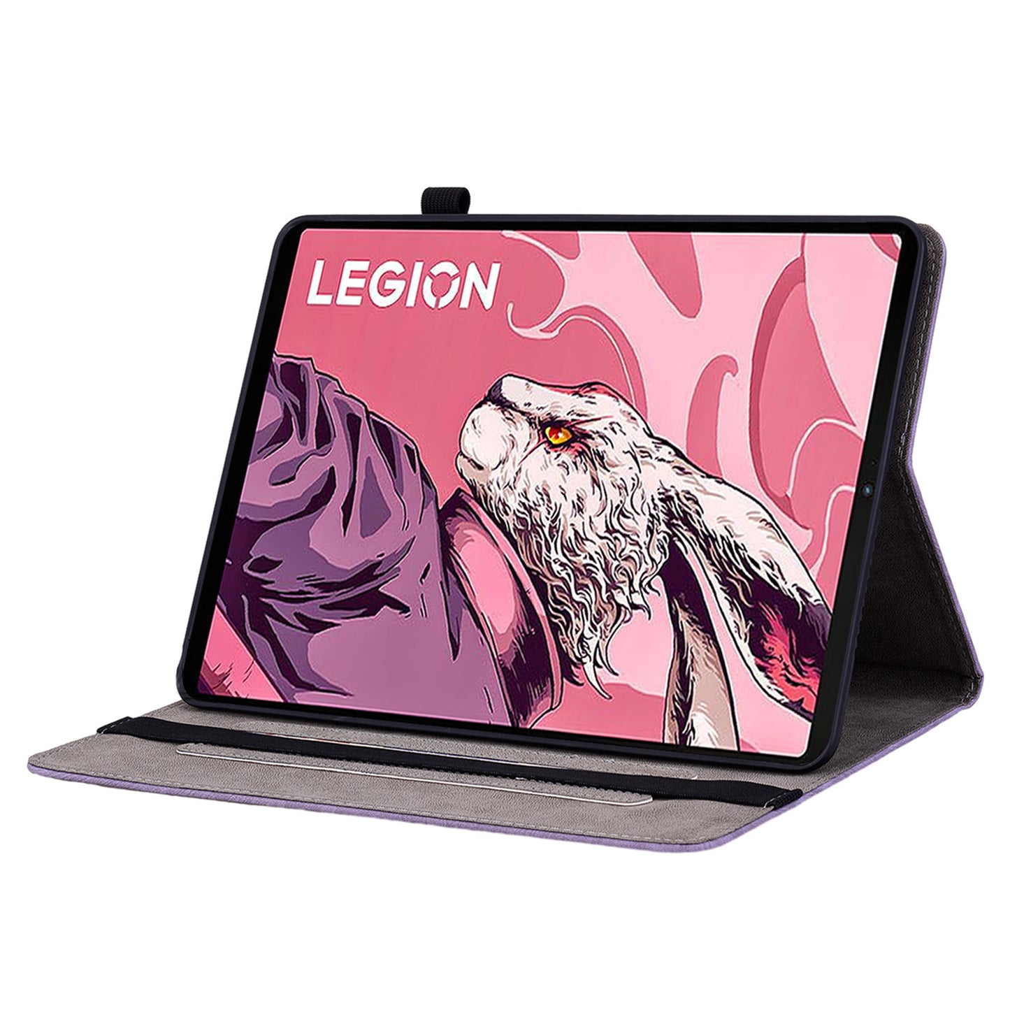 For Lenovo Legion Y700 (2023) Leather Case Butterfly Rose Imprint Card Slots Tablet Cover