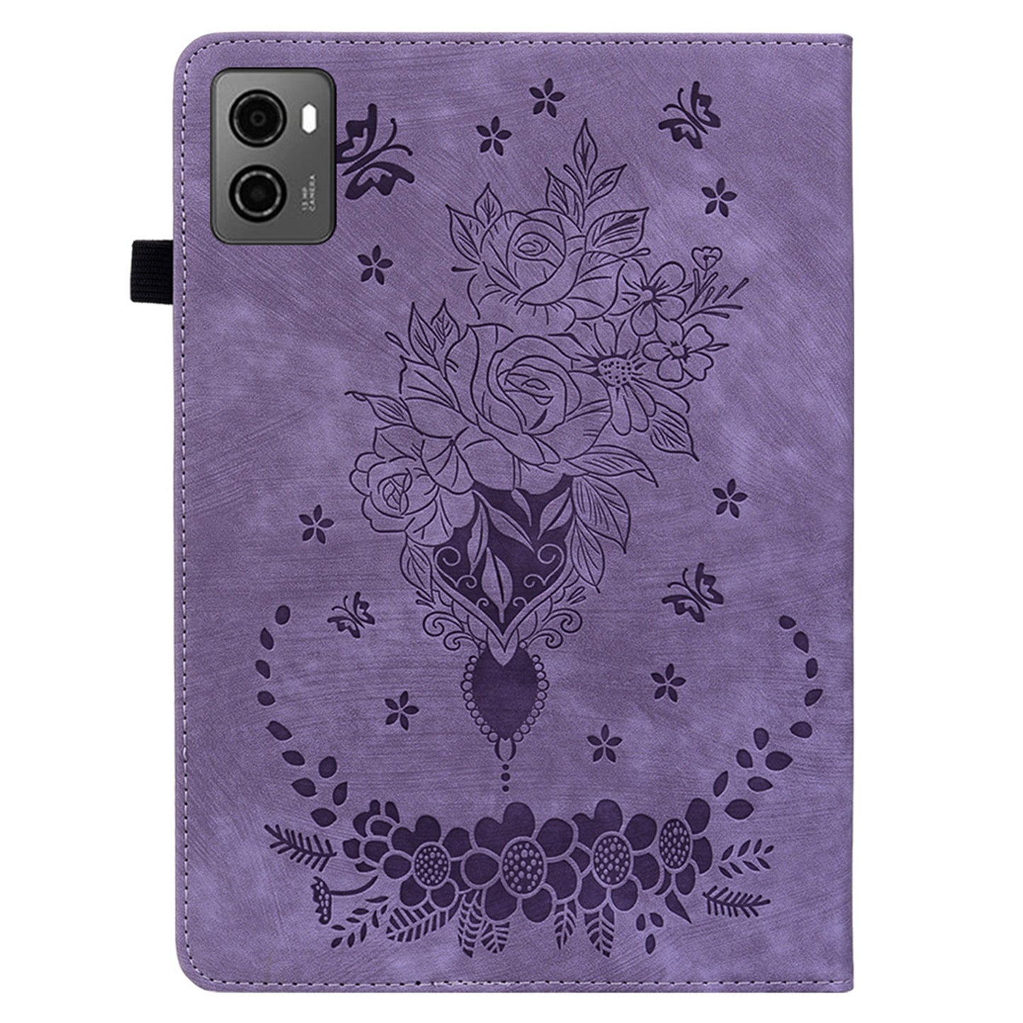 For Lenovo Legion Y700 (2023) Leather Case Butterfly Rose Imprint Card Slots Tablet Cover