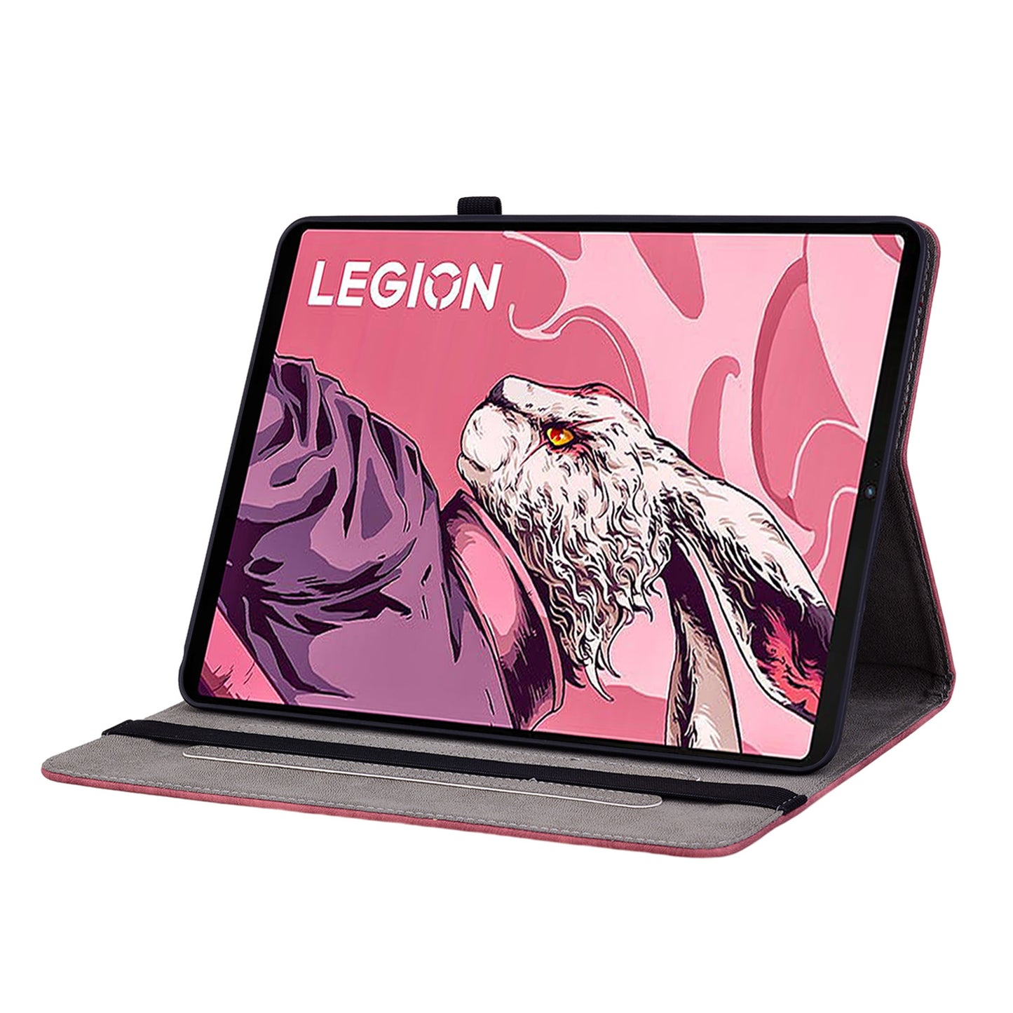 For Lenovo Legion Y700 (2023) Leather Case Butterfly Rose Imprint Card Slots Tablet Cover