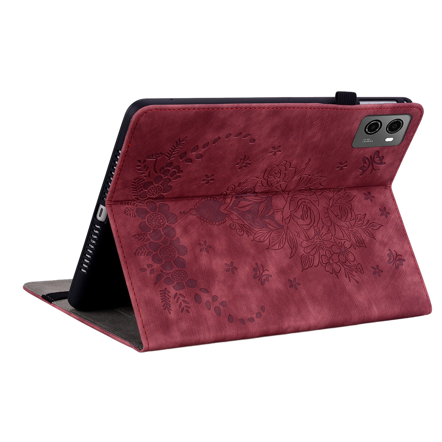 For Lenovo Legion Y700 (2023) Leather Case Butterfly Rose Imprint Card Slots Tablet Cover