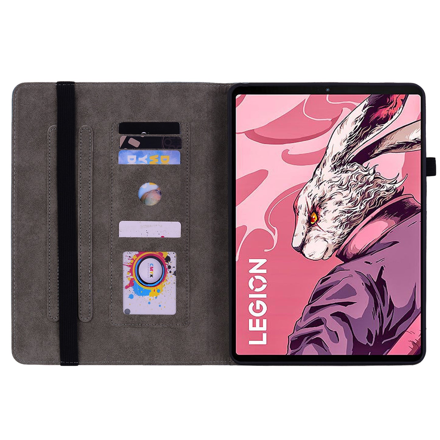 For Lenovo Legion Y700 (2023) Leather Case Butterfly Rose Imprint Card Slots Tablet Cover
