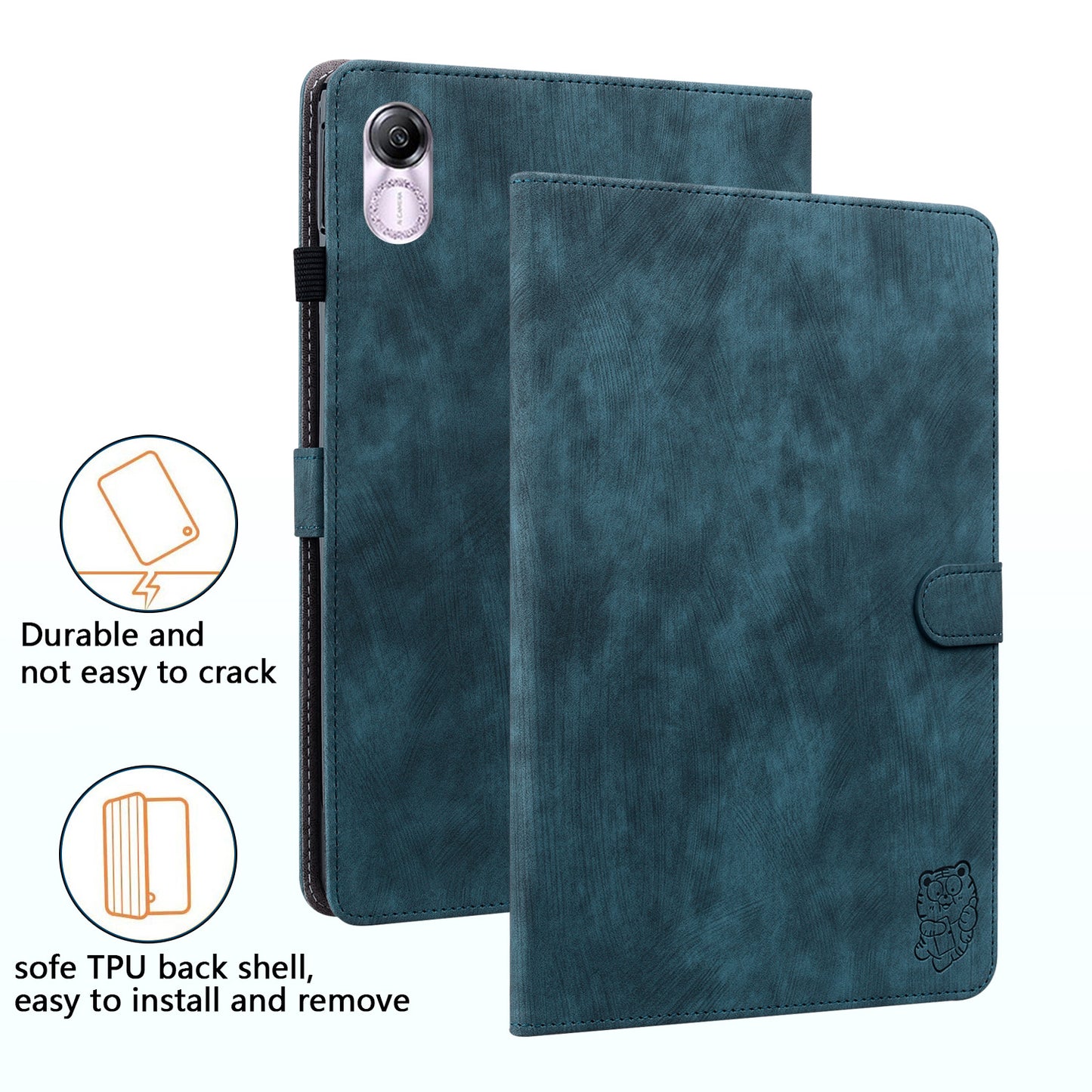 For Honor Pad X8 Pro / Pad X9 Case Cute Tiger Imprinted PU Leather Stand Tablet Cover