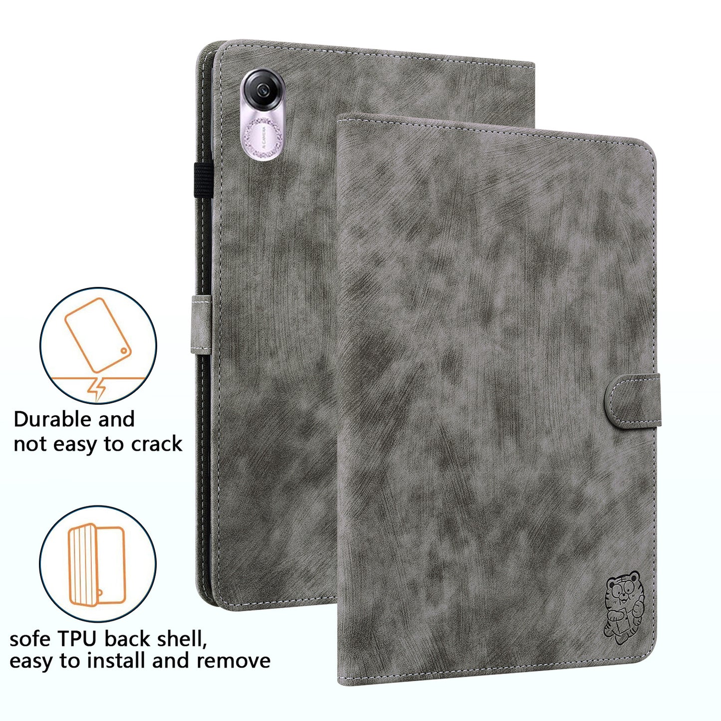 For Honor Pad X8 Pro / Pad X9 Case Cute Tiger Imprinted PU Leather Stand Tablet Cover