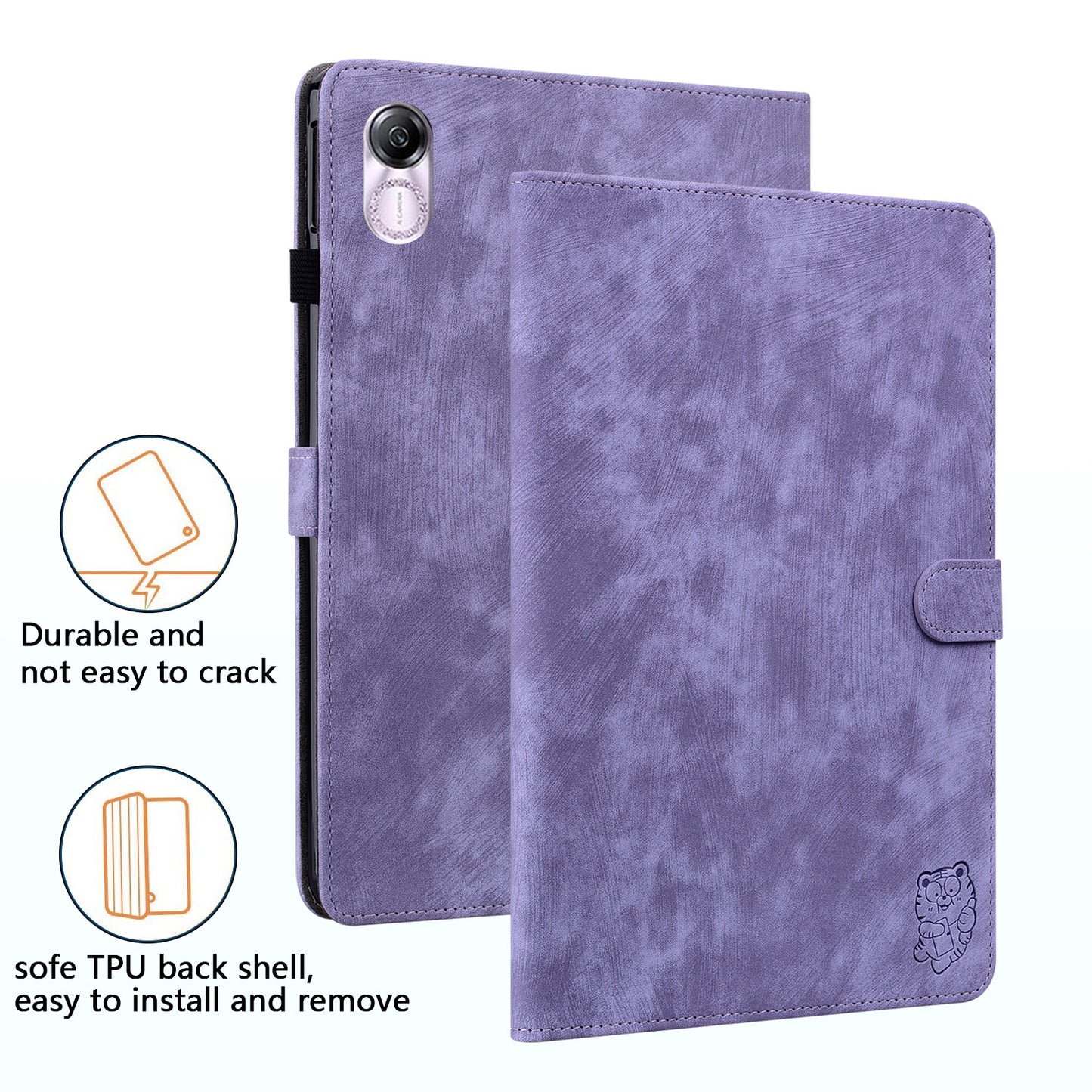 For Honor Pad X8 Pro / Pad X9 Case Cute Tiger Imprinted PU Leather Stand Tablet Cover