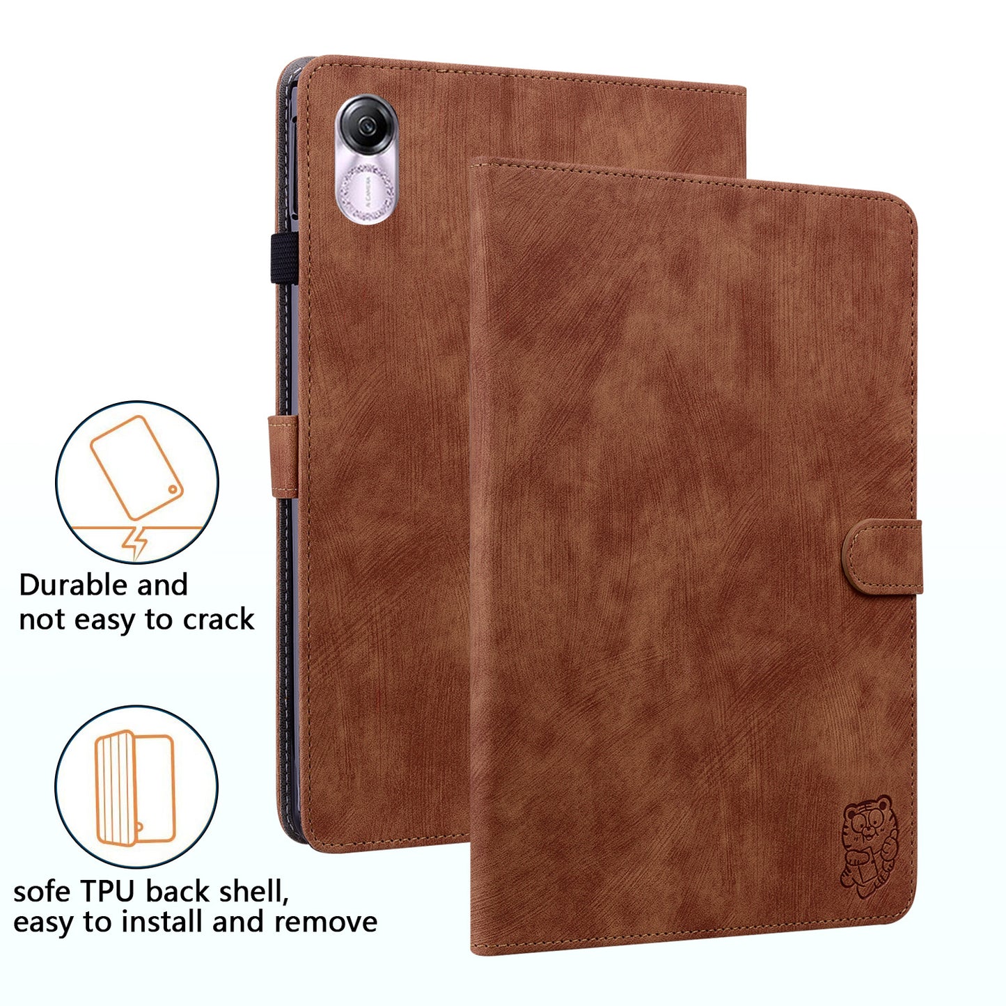 For Honor Pad X8 Pro / Pad X9 Case Cute Tiger Imprinted PU Leather Stand Tablet Cover