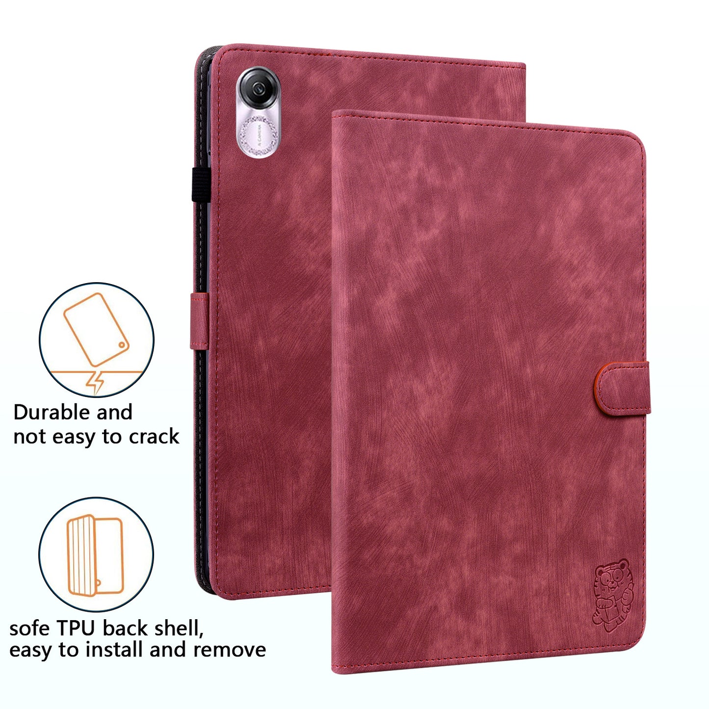 For Honor Pad X8 Pro / Pad X9 Case Cute Tiger Imprinted PU Leather Stand Tablet Cover
