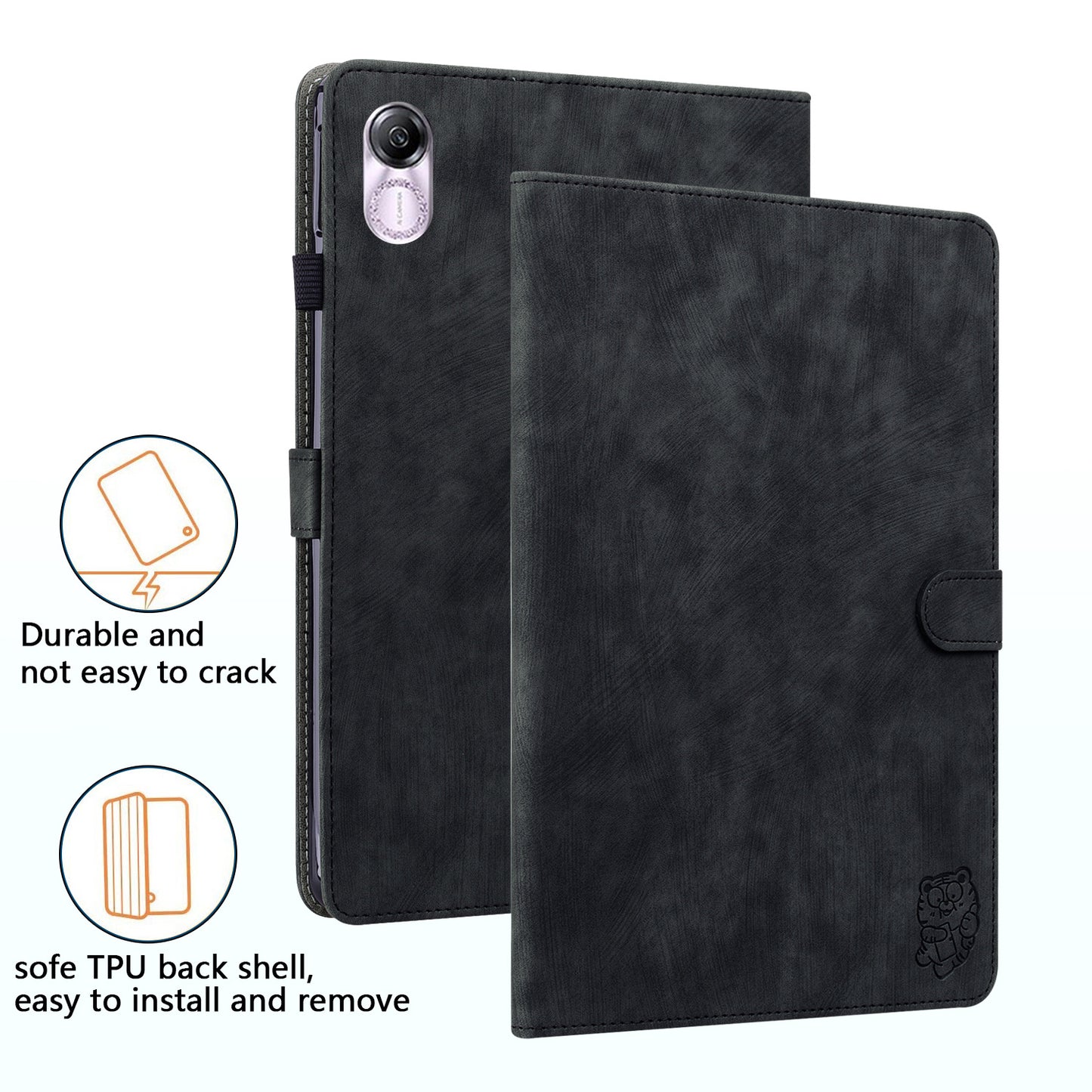 For Honor Pad X8 Pro / Pad X9 Case Cute Tiger Imprinted PU Leather Stand Tablet Cover