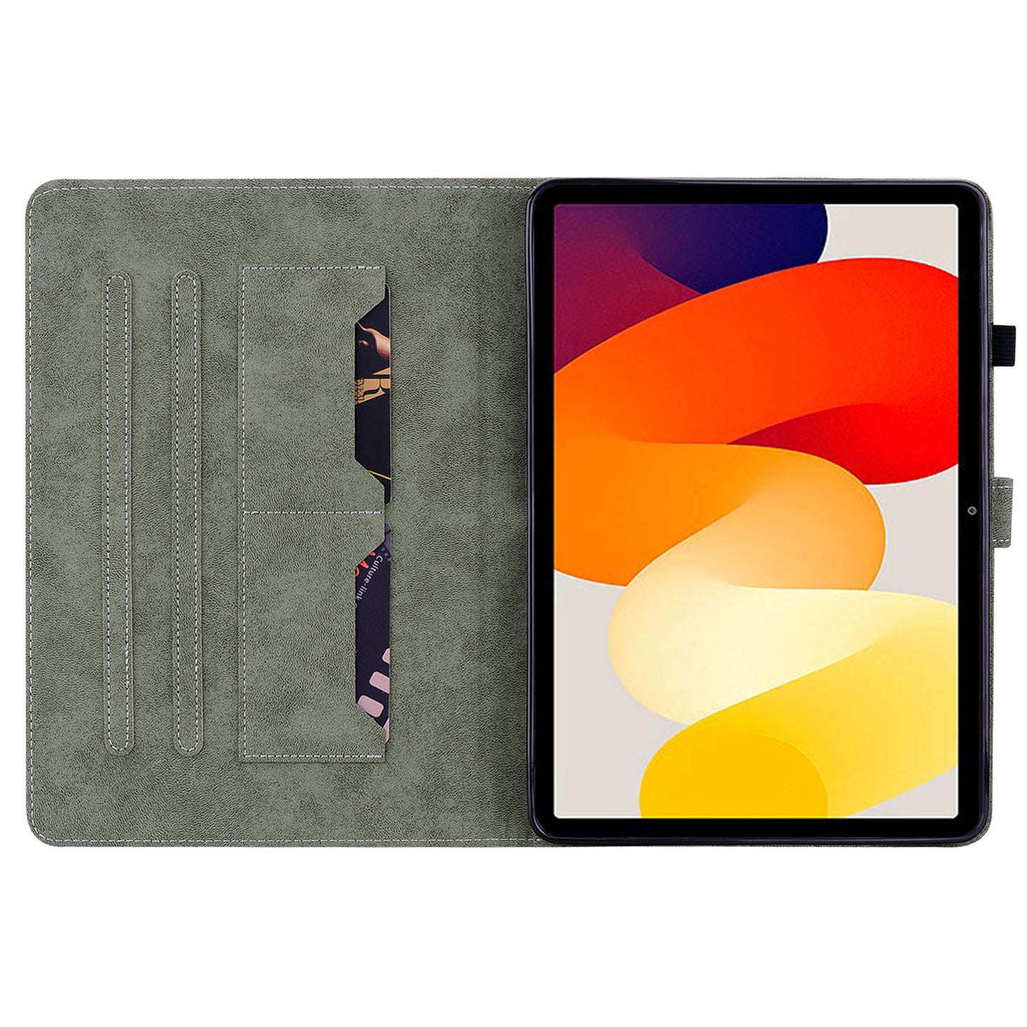 For Xiaomi Redmi Pad SE Cover Cute Tiger Imprint Leather Tablet Case with Card Slots