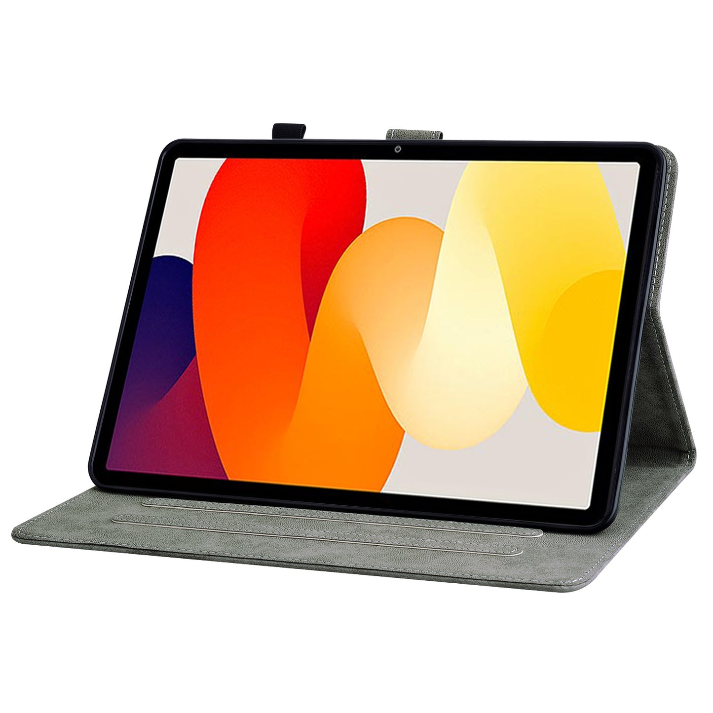 For Xiaomi Redmi Pad SE Cover Cute Tiger Imprint Leather Tablet Case with Card Slots