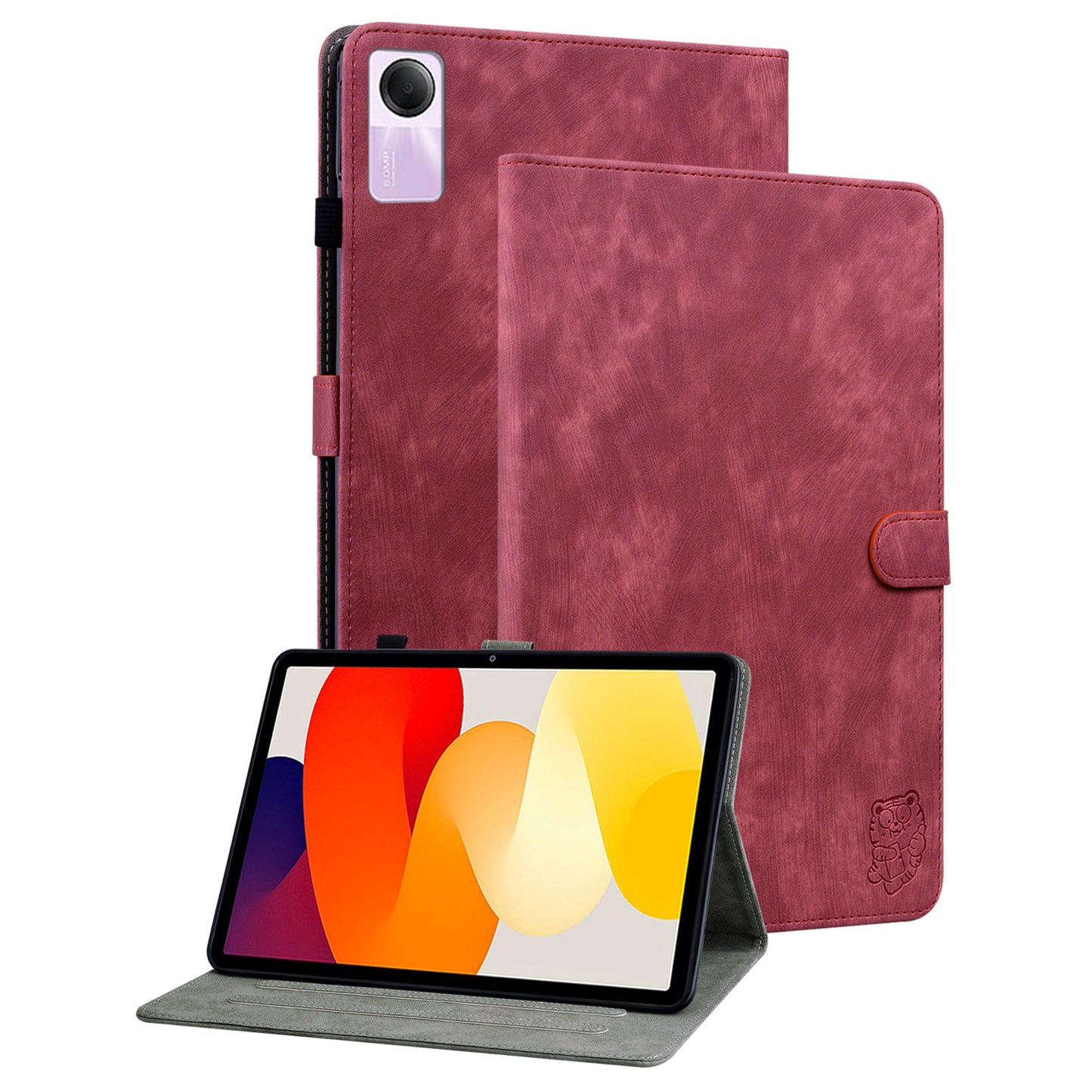 For Xiaomi Redmi Pad SE Cover Cute Tiger Imprint Leather Tablet Case with Card Slots