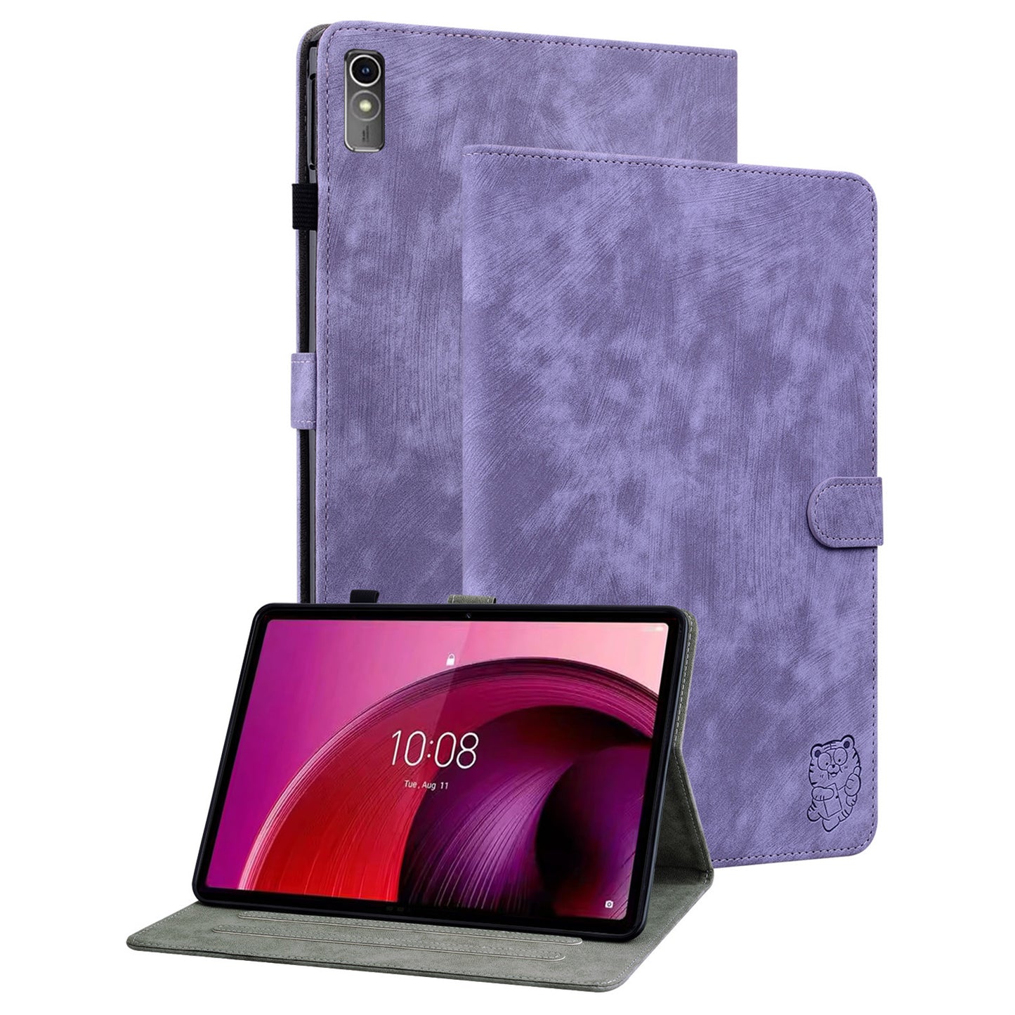 For Lenovo Tab M10 5G Anti-drop Case Imprinted PU Leather Card Holder Tablet Cover