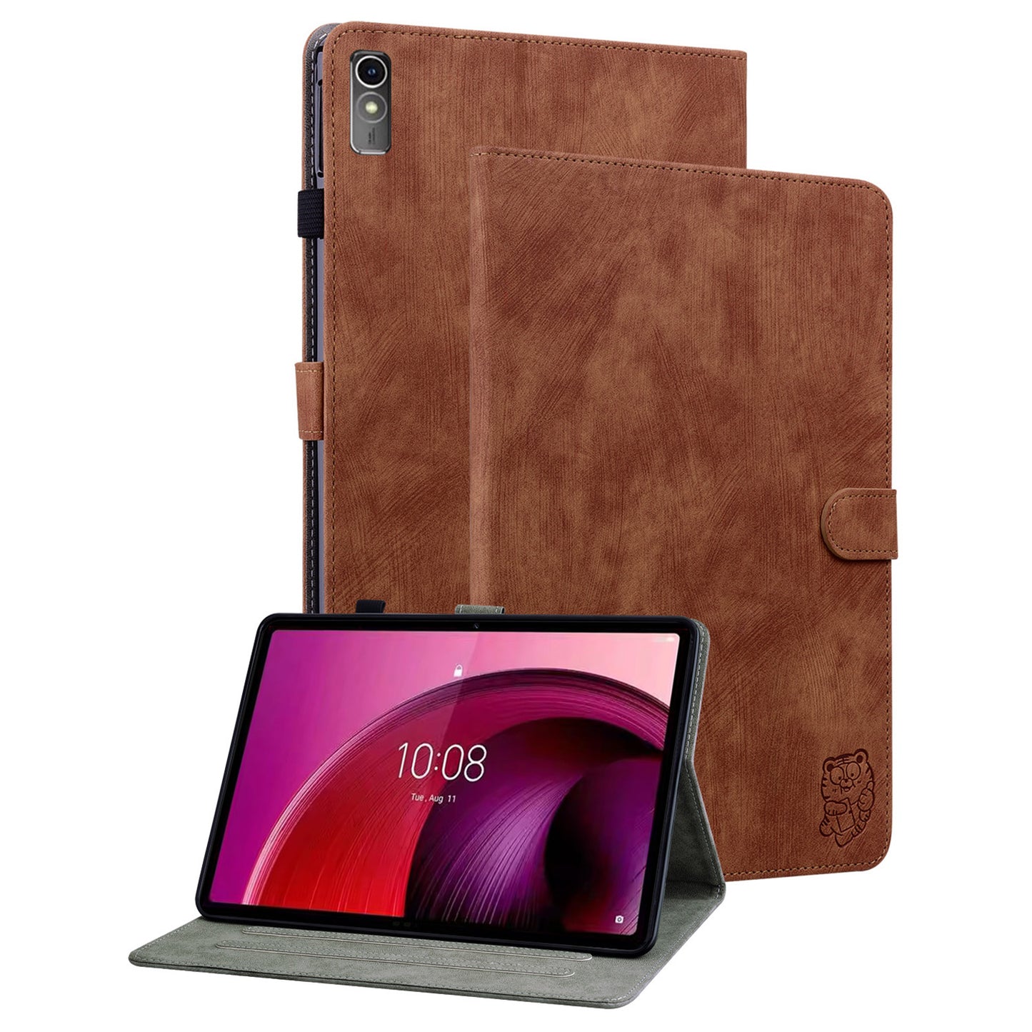 For Lenovo Tab M10 5G Anti-drop Case Imprinted PU Leather Card Holder Tablet Cover
