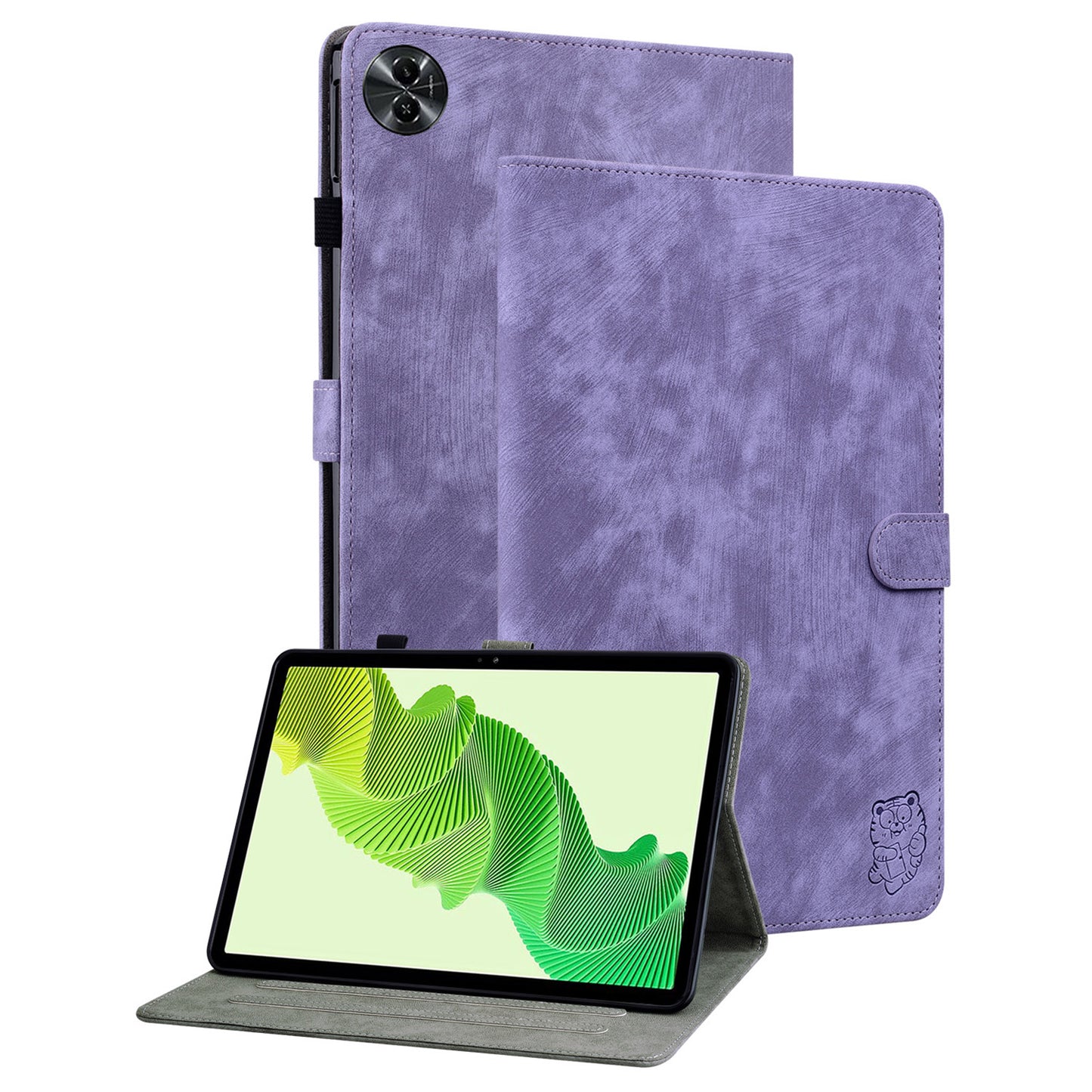 For Realme Pad 2 PU Leather Case Imprinted Card Holder Tablet Stand Cover