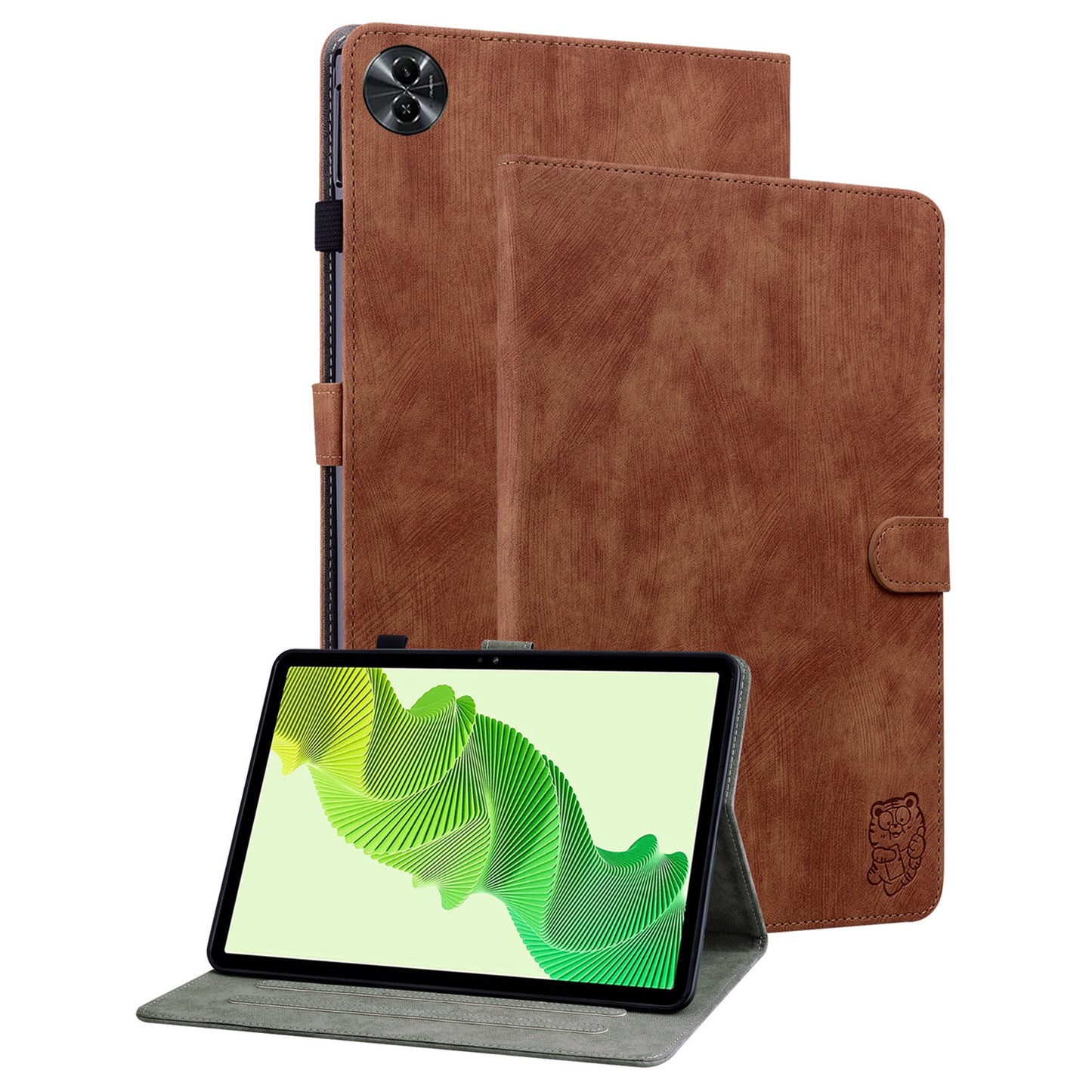 For Realme Pad 2 PU Leather Case Imprinted Card Holder Tablet Stand Cover