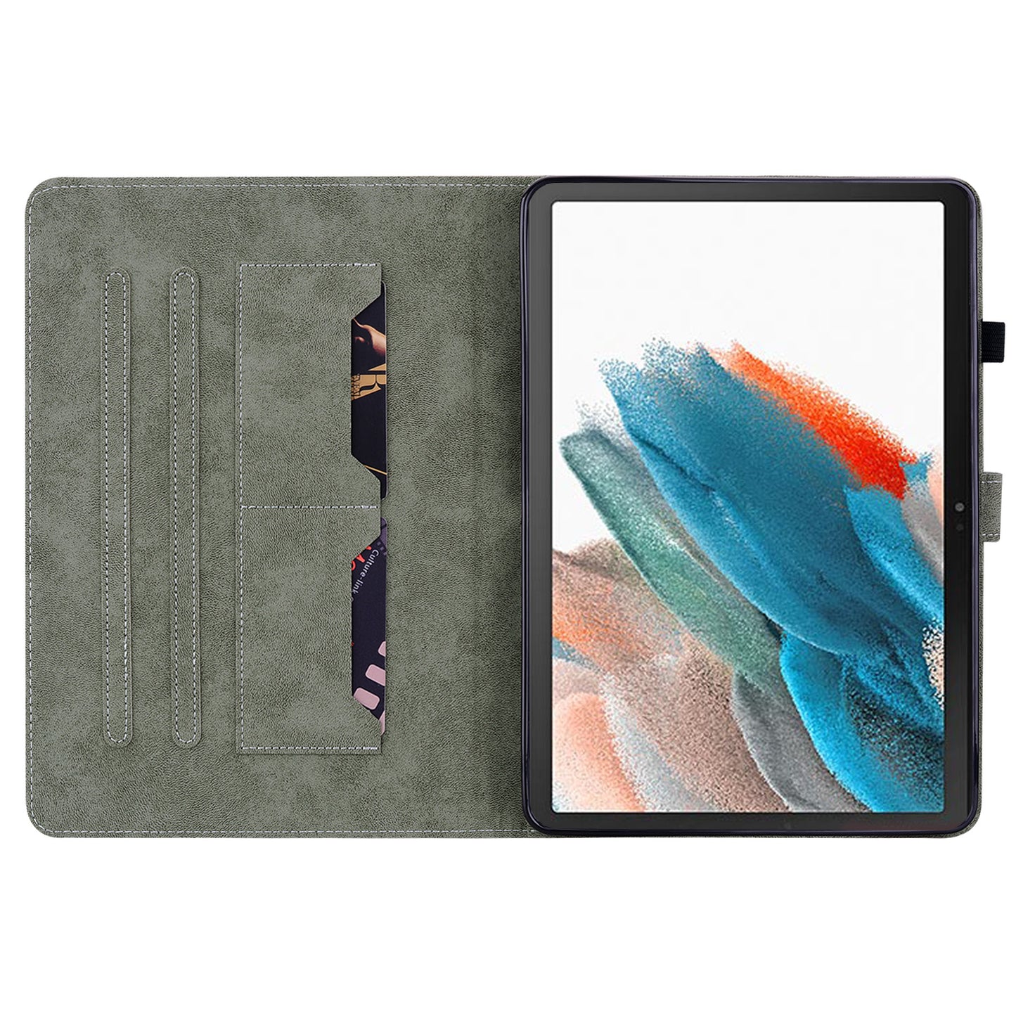 For Samsung Galaxy Tab A9 Leather Cover Cute Tiger Imprint Adjustable Stand Tablet Case
