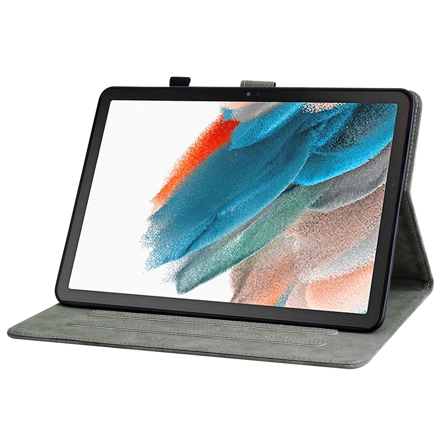 For Samsung Galaxy Tab A9 Leather Cover Cute Tiger Imprint Adjustable Stand Tablet Case