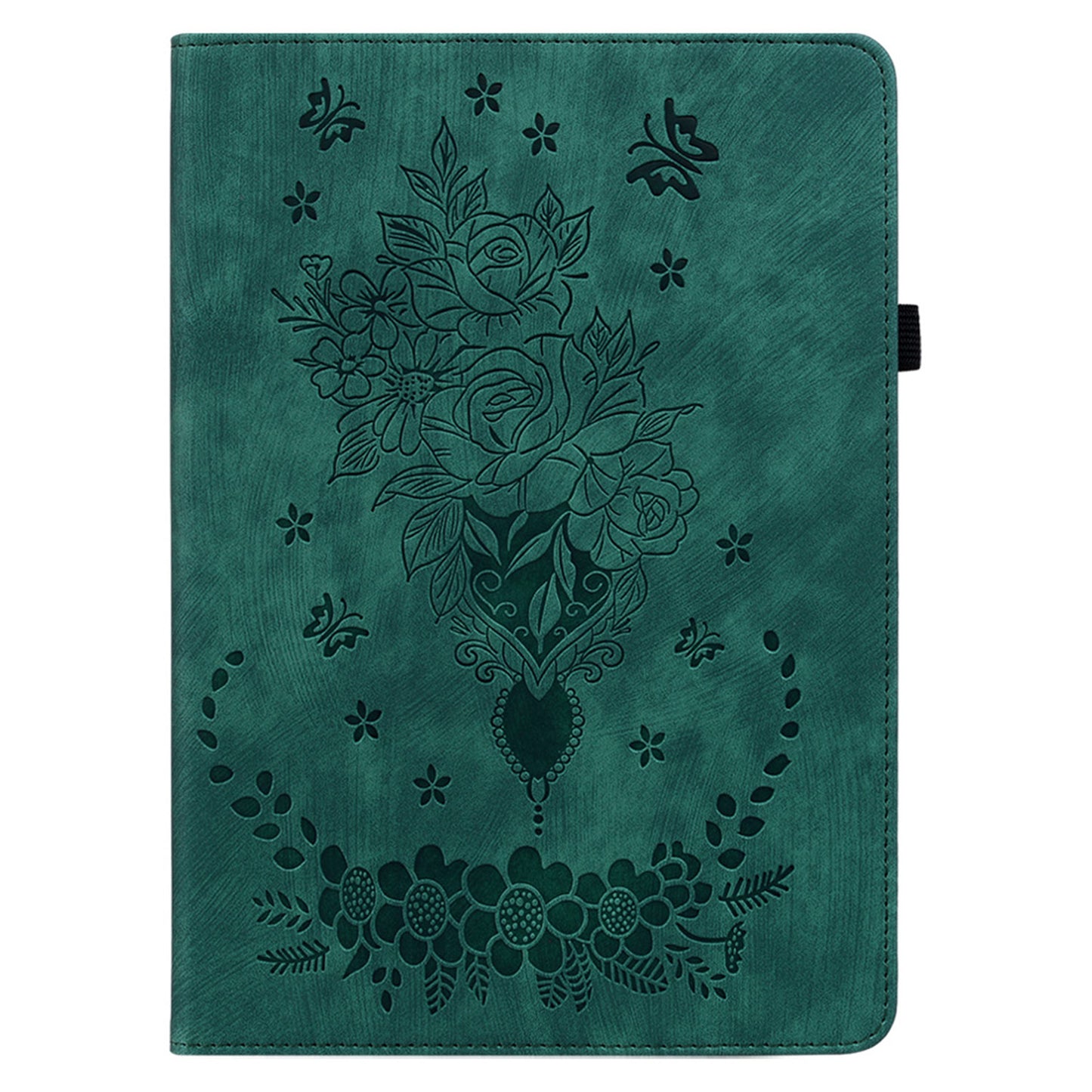 For Lenovo Tab P12 Tablet Cover PU Leather Card Holder Butterfly Rose Imprinted Case