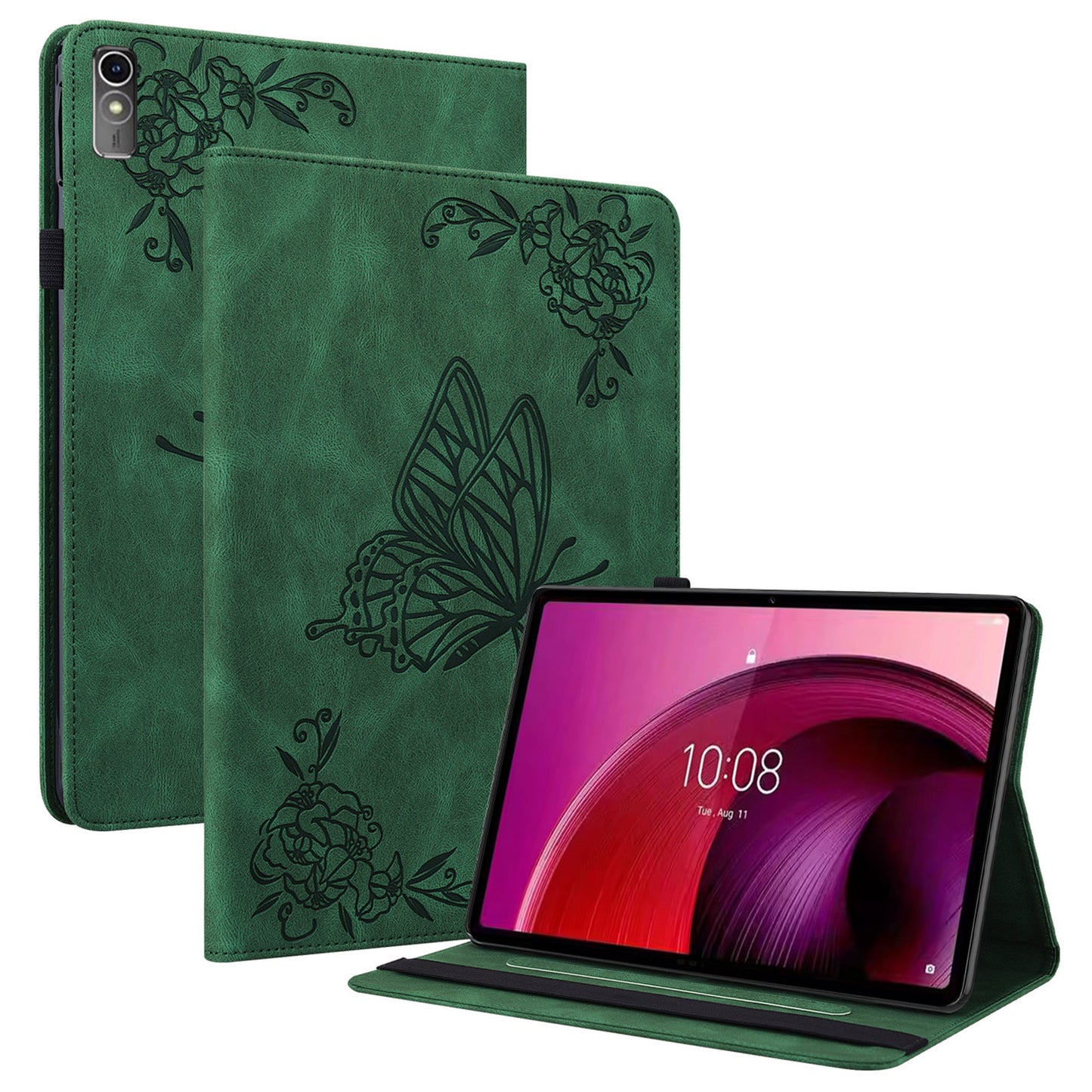 For Lenovo Tab M10 5G PU Leather Case Stand Card Holder Imprinted Tablet Cover