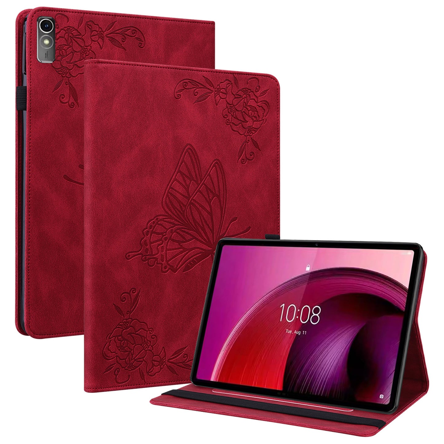 For Lenovo Tab M10 5G PU Leather Case Stand Card Holder Imprinted Tablet Cover