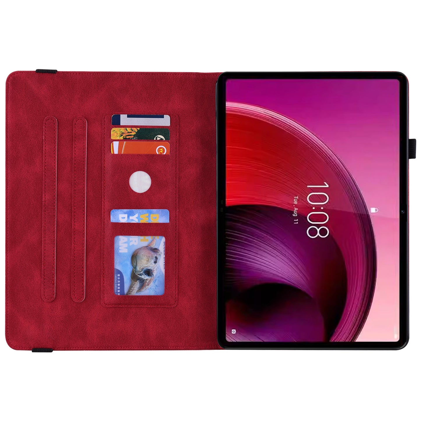 For Lenovo Tab M10 5G PU Leather Case Stand Card Holder Imprinted Tablet Cover