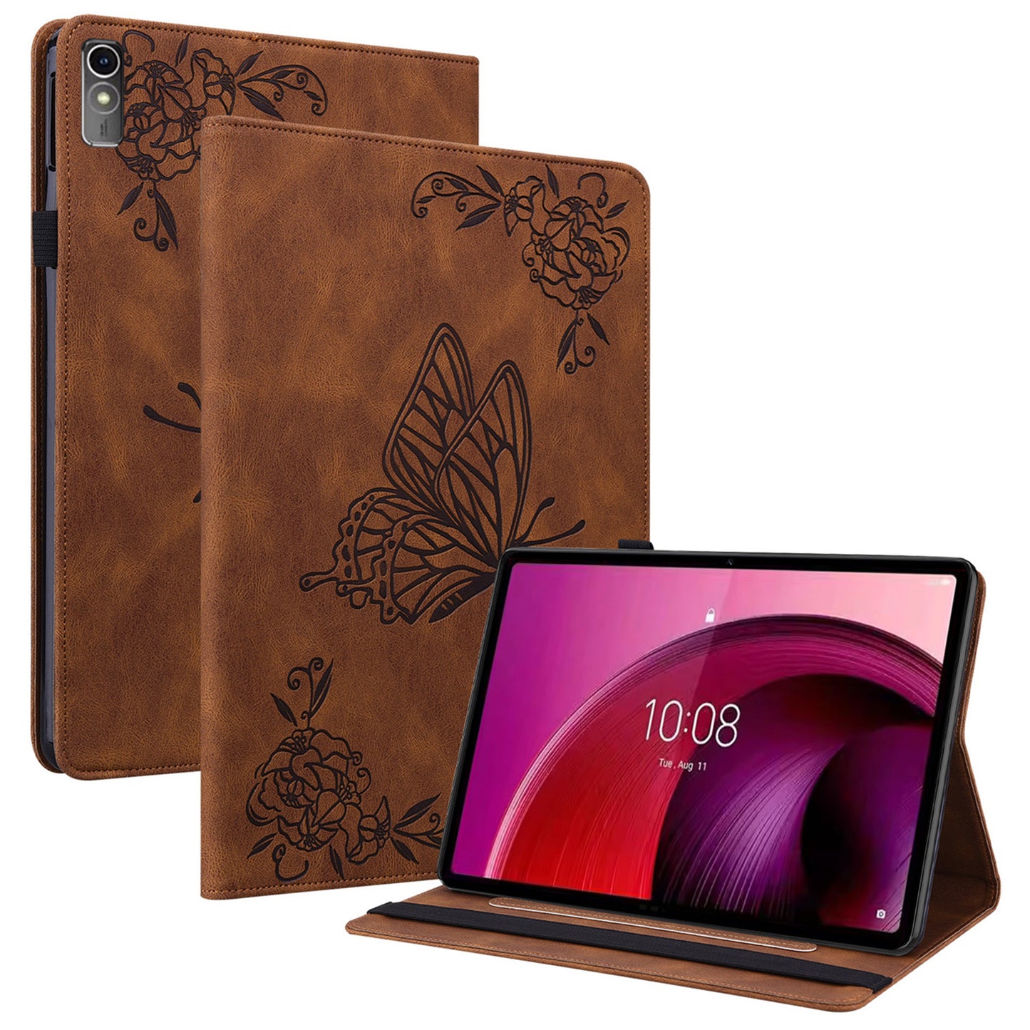 For Lenovo Tab M10 5G PU Leather Case Stand Card Holder Imprinted Tablet Cover