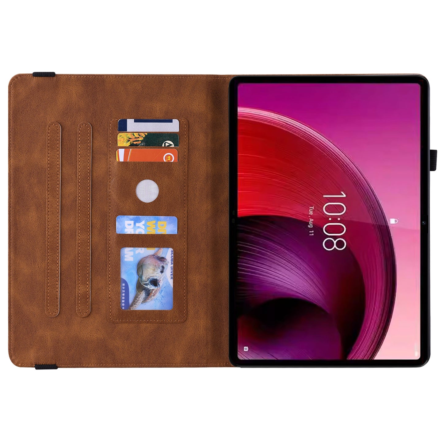 For Lenovo Tab M10 5G PU Leather Case Stand Card Holder Imprinted Tablet Cover
