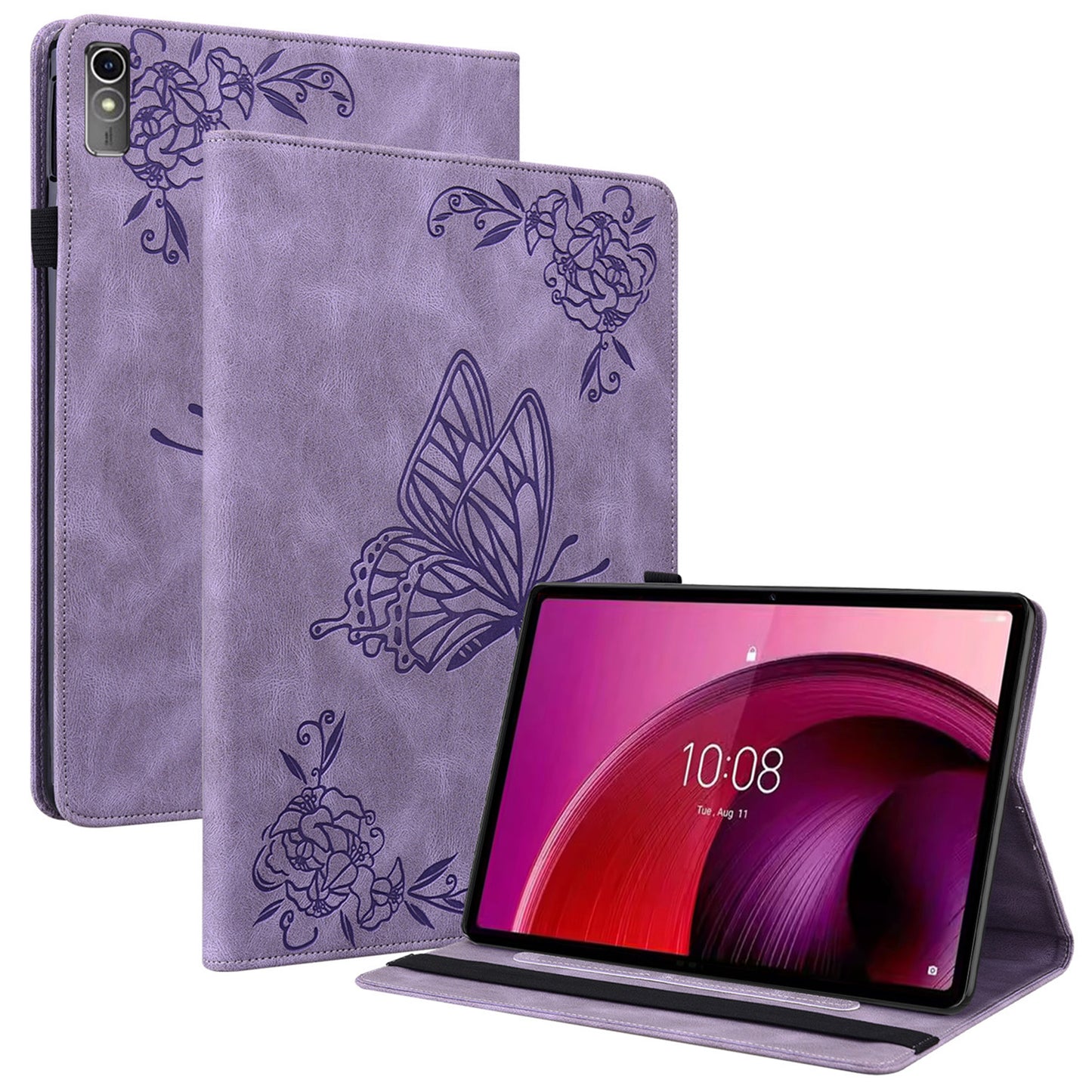 For Lenovo Tab M10 5G PU Leather Case Stand Card Holder Imprinted Tablet Cover