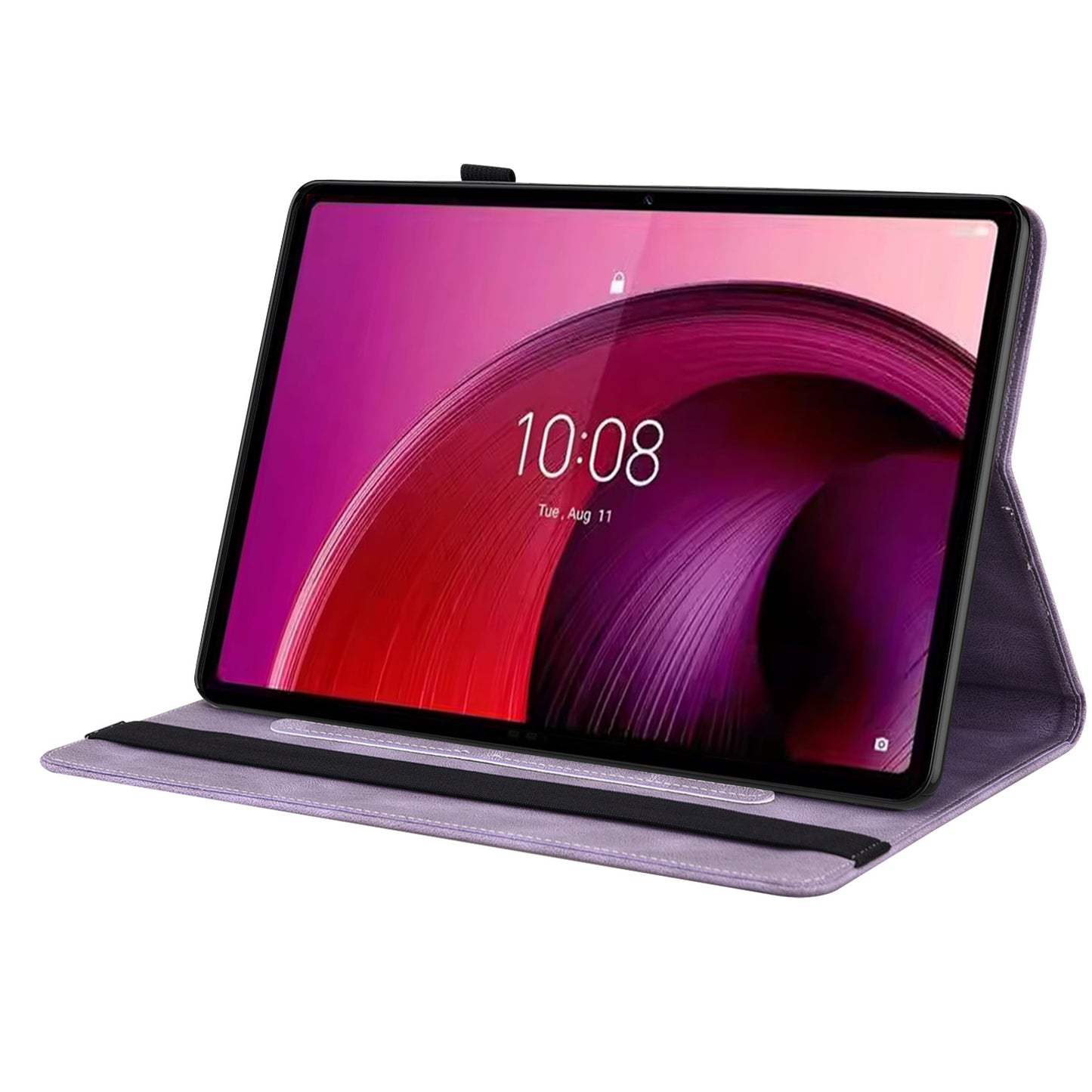For Lenovo Tab M10 5G PU Leather Case Stand Card Holder Imprinted Tablet Cover