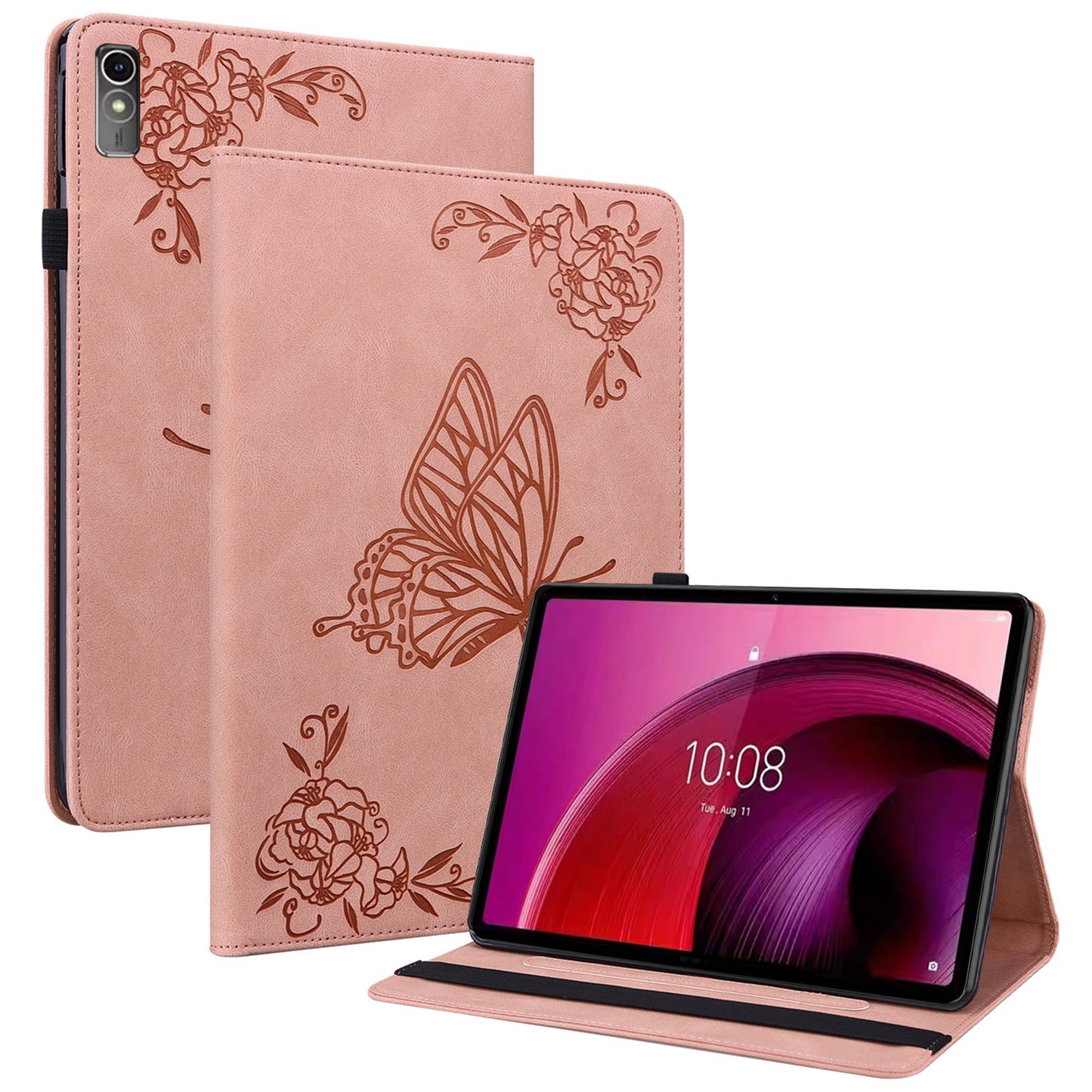 For Lenovo Tab M10 5G PU Leather Case Stand Card Holder Imprinted Tablet Cover
