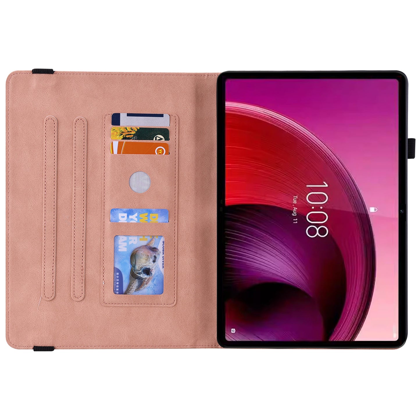 For Lenovo Tab M10 5G PU Leather Case Stand Card Holder Imprinted Tablet Cover