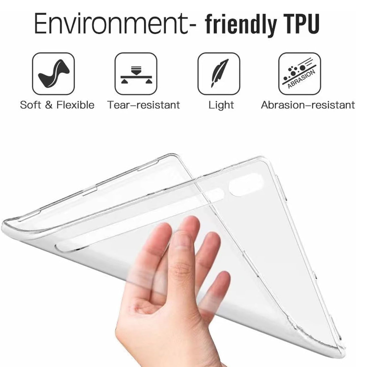 Slim-Fit TPU Tablet Cover for Samsung Galaxy Tab S9 , HD Transparent Case Anti-Scratch Shell