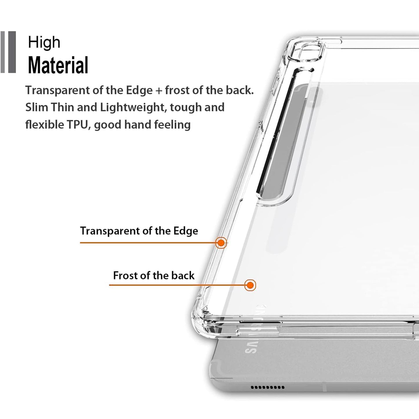 Slim-Fit TPU Tablet Cover for Samsung Galaxy Tab S9 , HD Transparent Case Anti-Scratch Shell