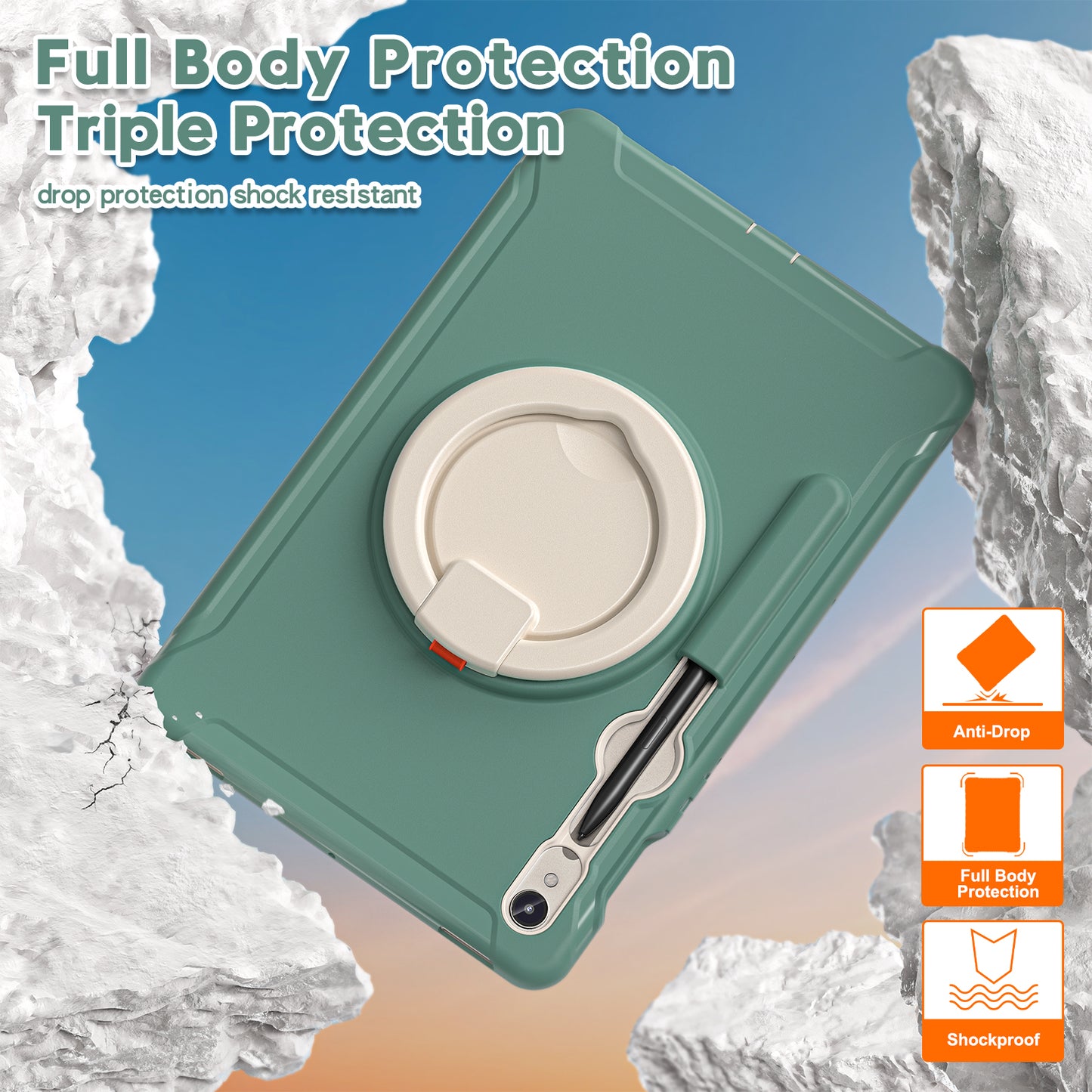 For Samsung Galaxy Tab S9 FE / S7 T870 / S8 X700 / S9 X710 Case Kickstand Tablet Cover with Pen Slot