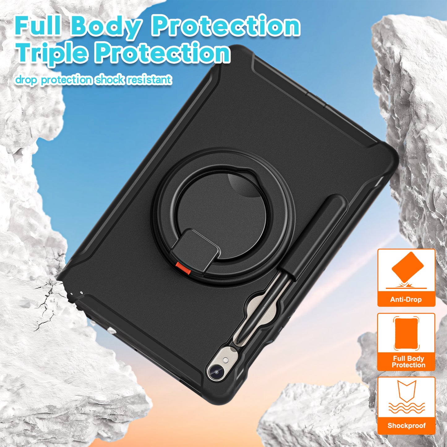 For Samsung Galaxy Tab S9 FE / S7 T870 / S8 X700 / S9 X710 Case Kickstand Tablet Cover with Pen Slot