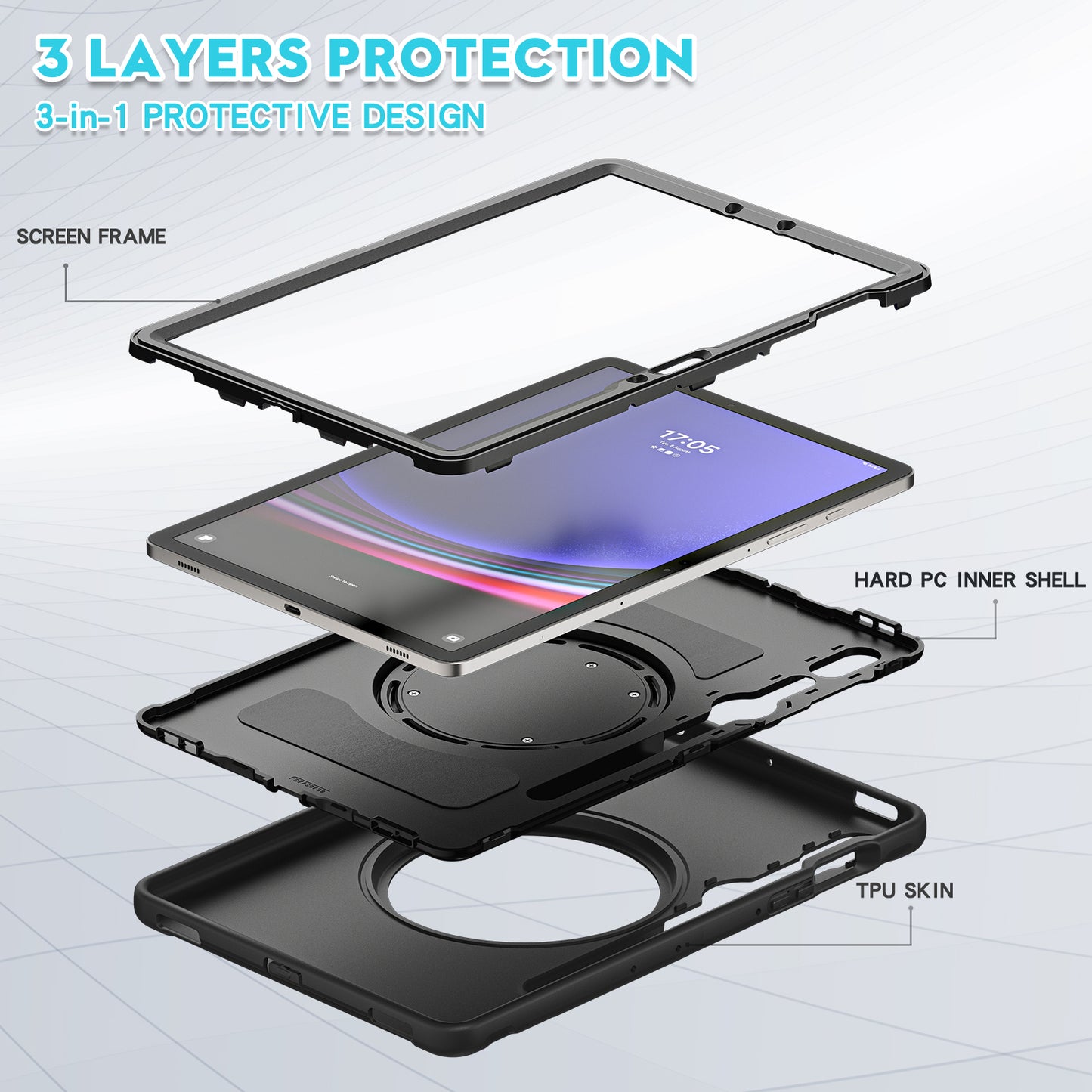 For Samsung Galaxy Tab S9 FE / S7 T870 / S8 X700 / S9 X710 Case Kickstand Tablet Cover with Pen Slot