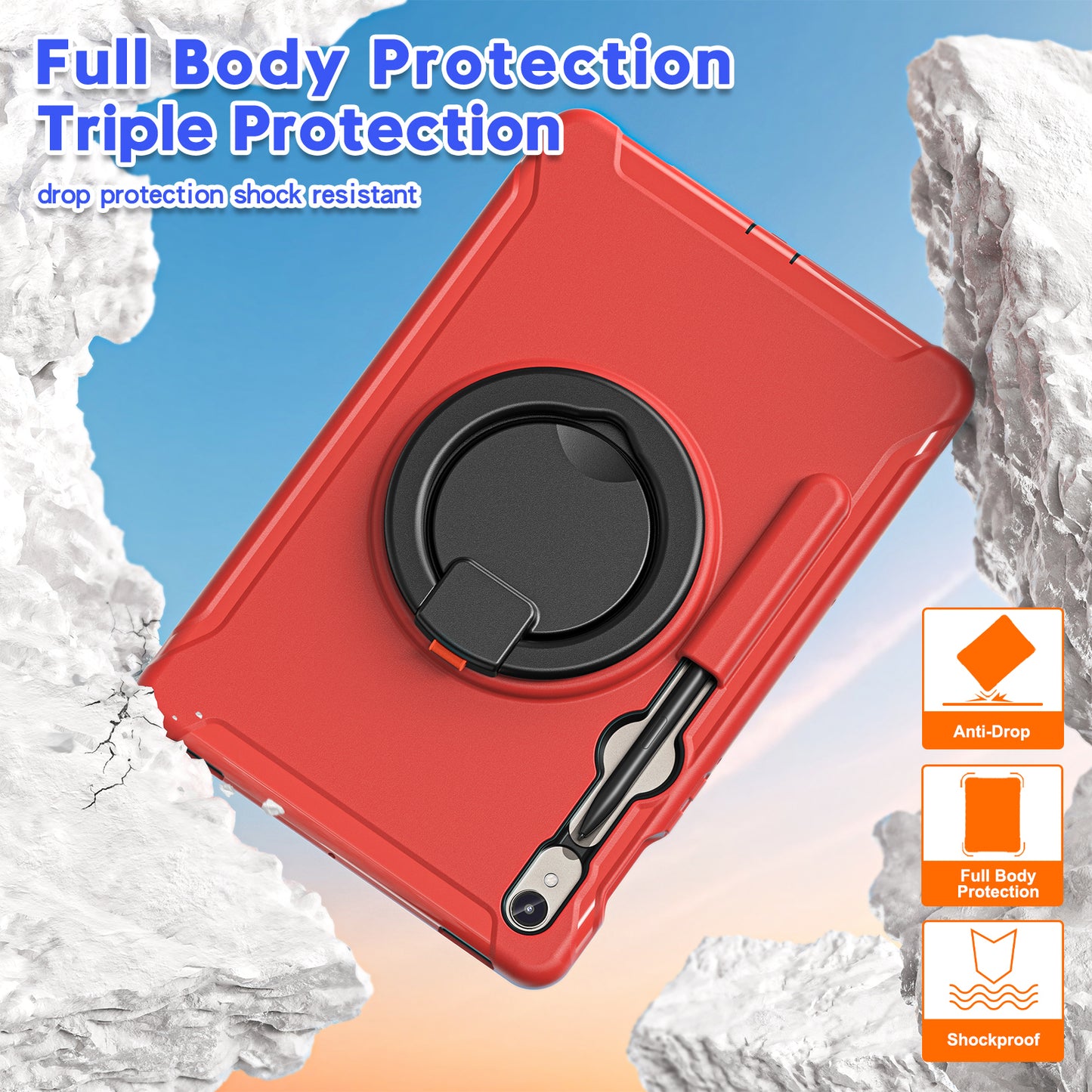 For Samsung Galaxy Tab S9 FE / S7 T870 / S8 X700 / S9 X710 Case Kickstand Tablet Cover with Pen Slot